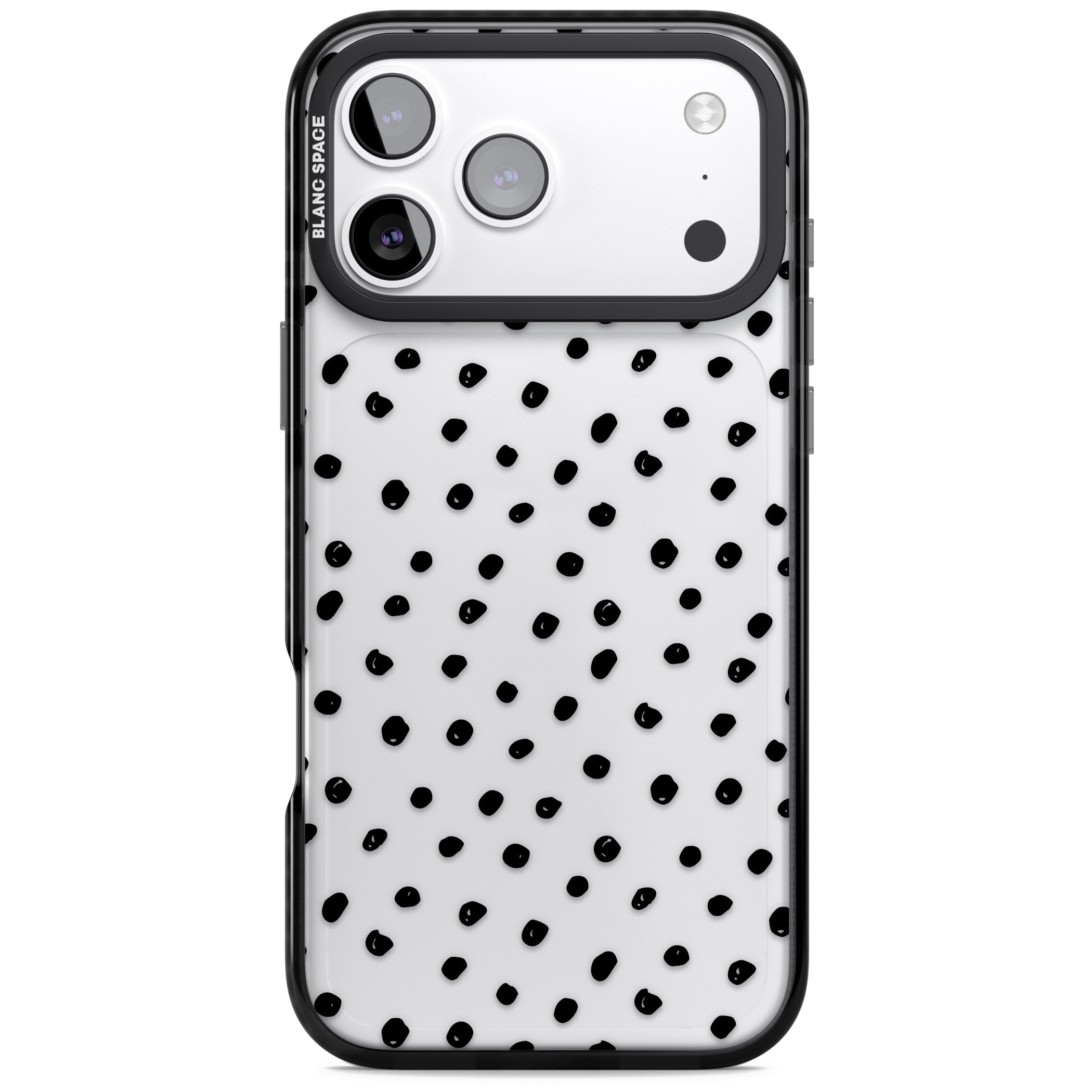 Messy Black Dot Pattern iPhone 17 Pro Impact Black Phone Case