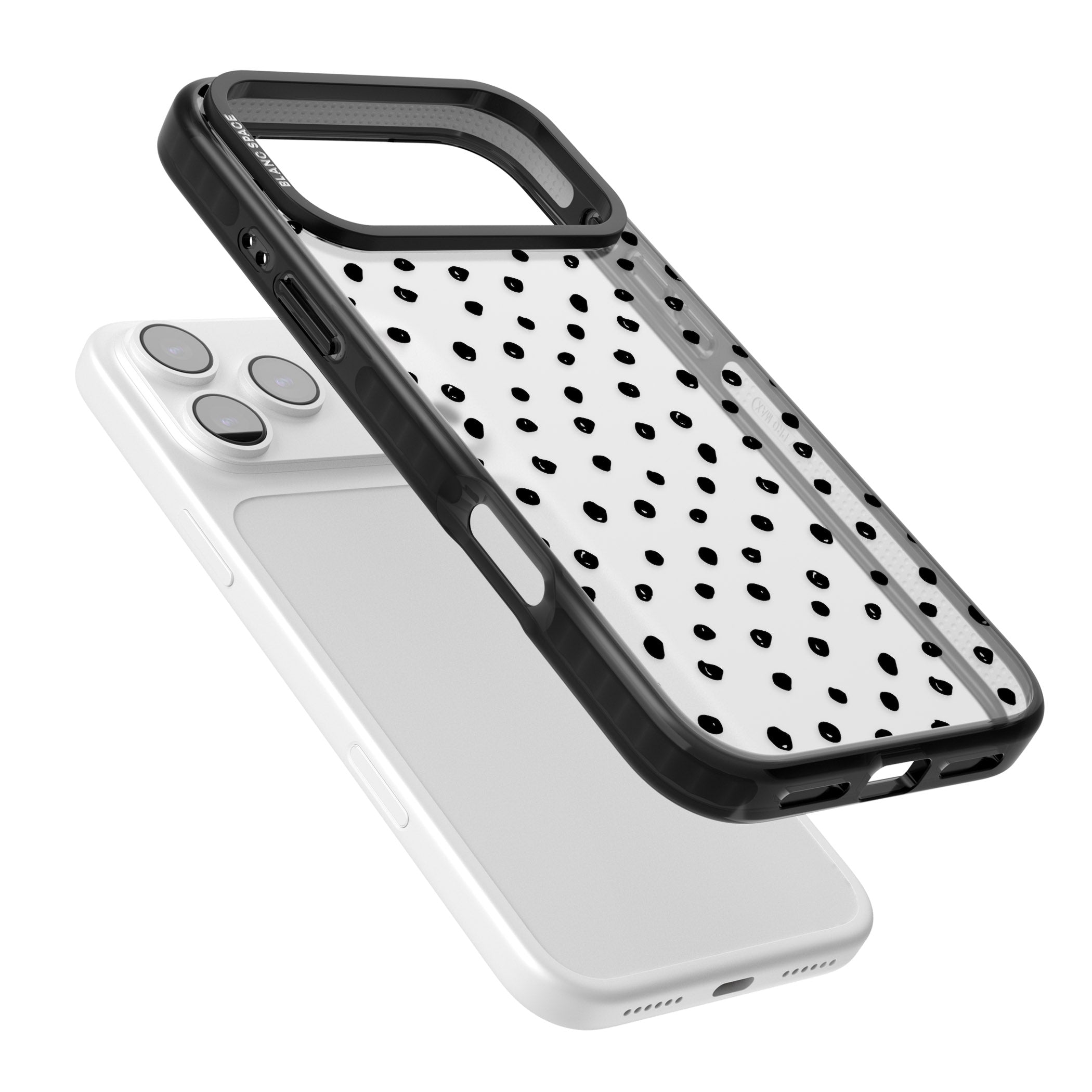 Messy Black Dot Pattern iPhone 17 Pro Impact Black Phone Case Colours