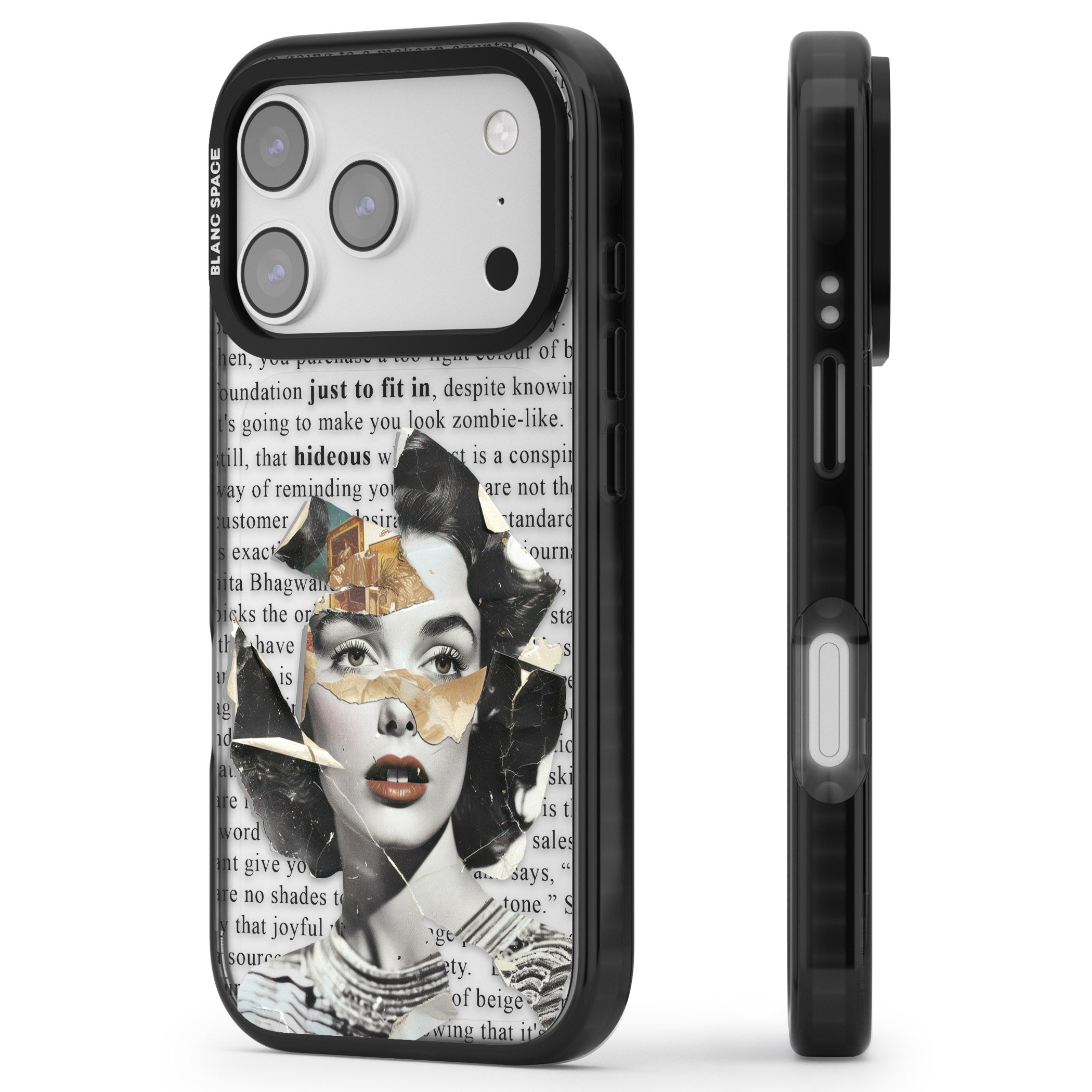 Beauty Is Within iPhone 17 Pro Impact Black Phone Case Side Profile