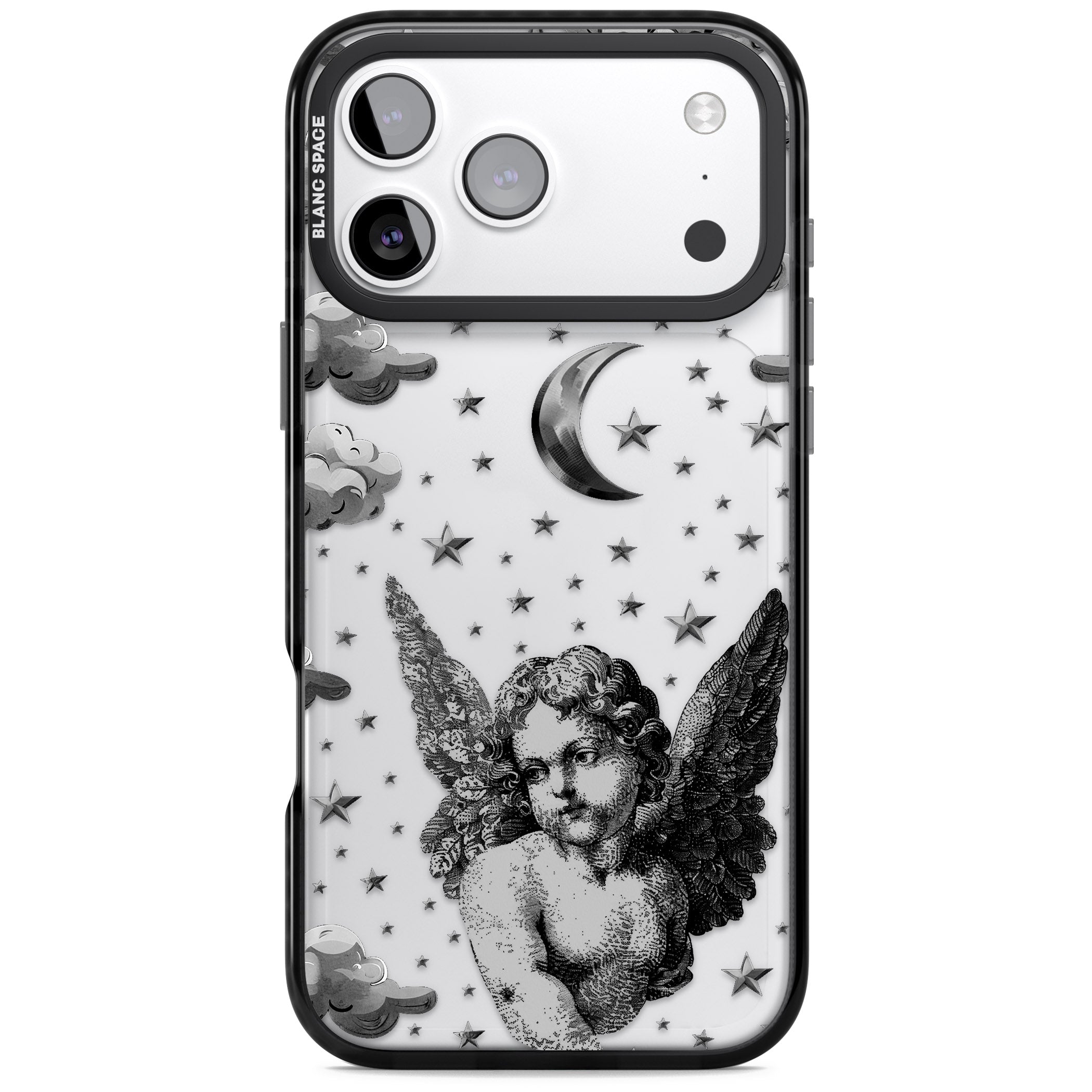 Celestial Cherub iPhone 17 Pro Impact Black Phone Case