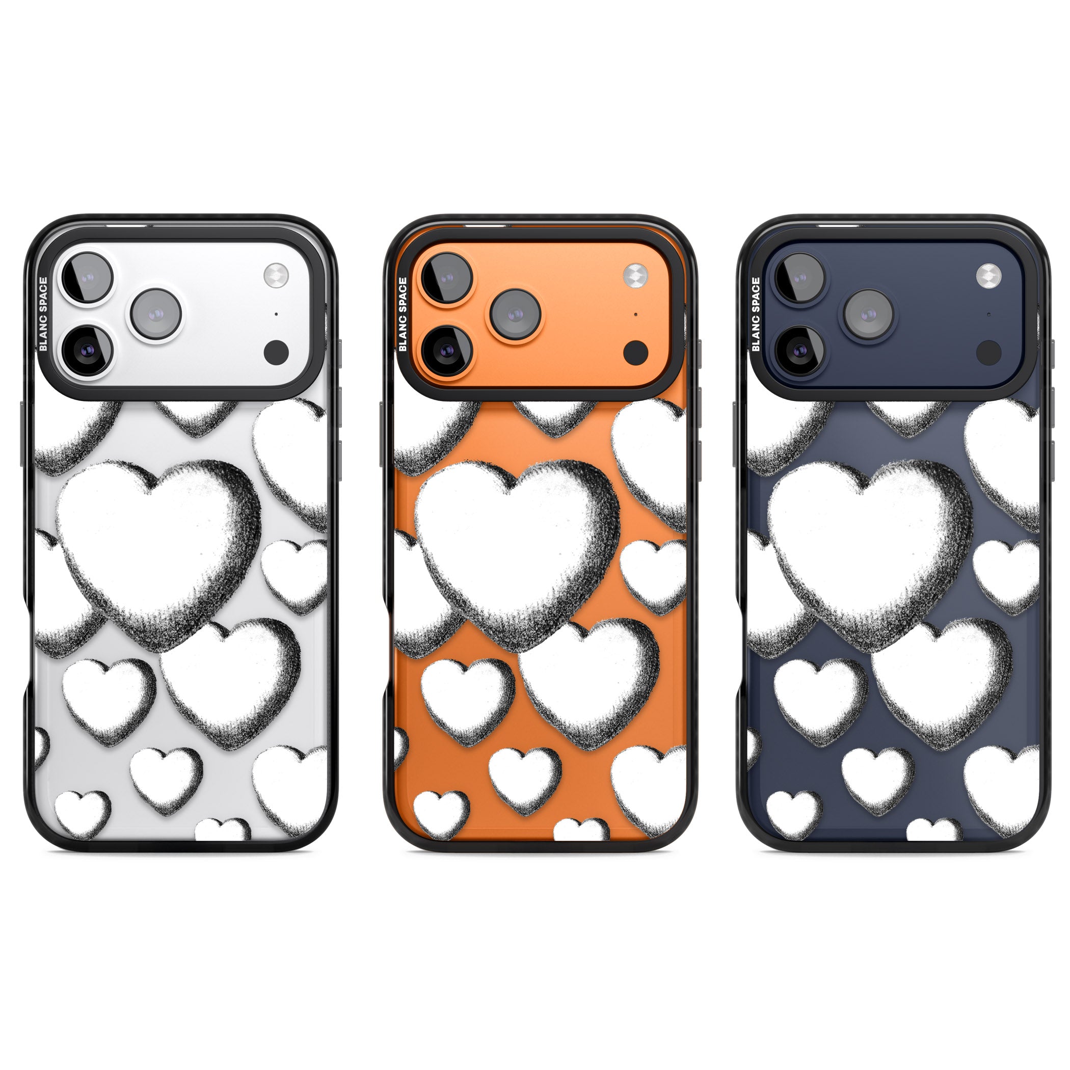 Hand Drawn Hearts iPhone 17 Pro Impact Black Phone Case APT Impact Protection