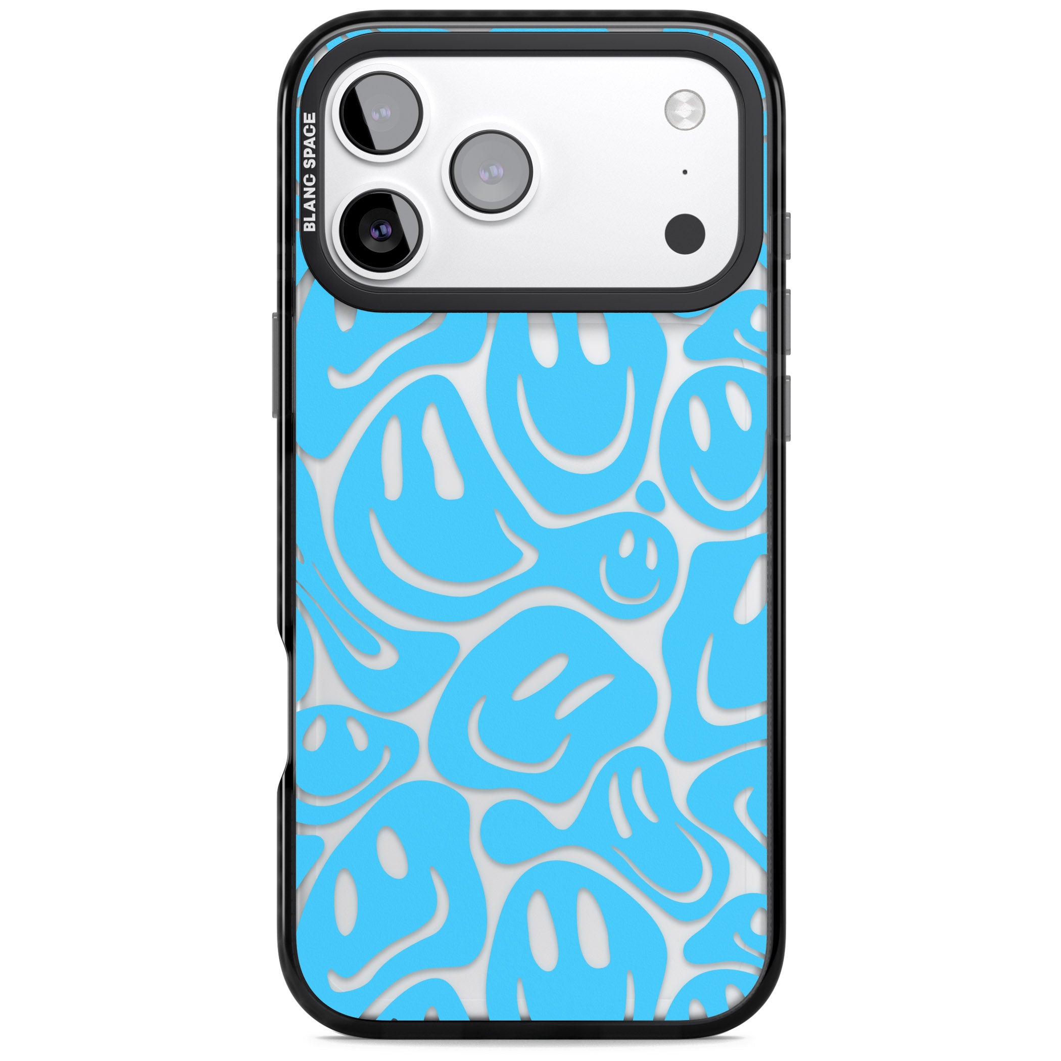Blue Acid Faces iPhone 17 Pro Impact Black Phone Case