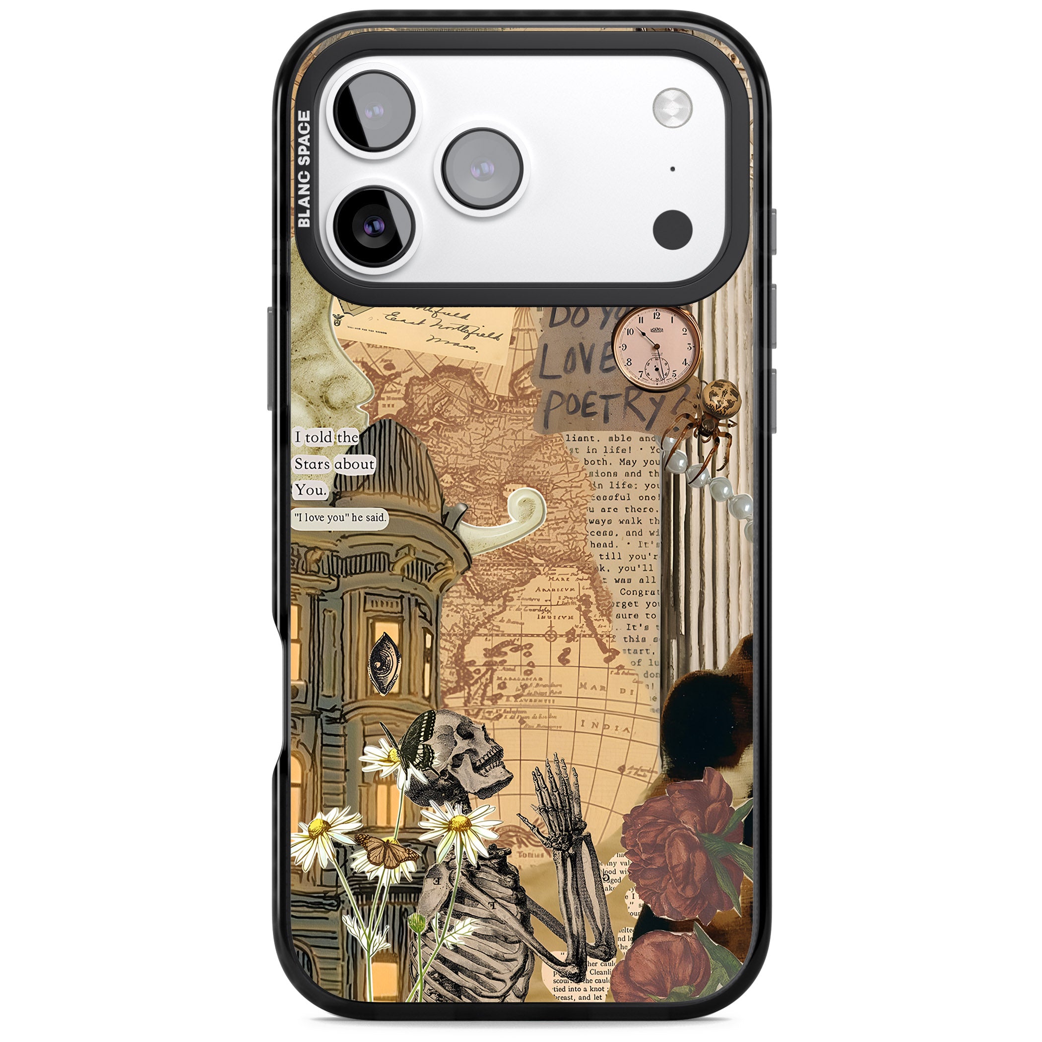 Skeleton Poetry iPhone 17 Pro Max Impact Black Phone Case