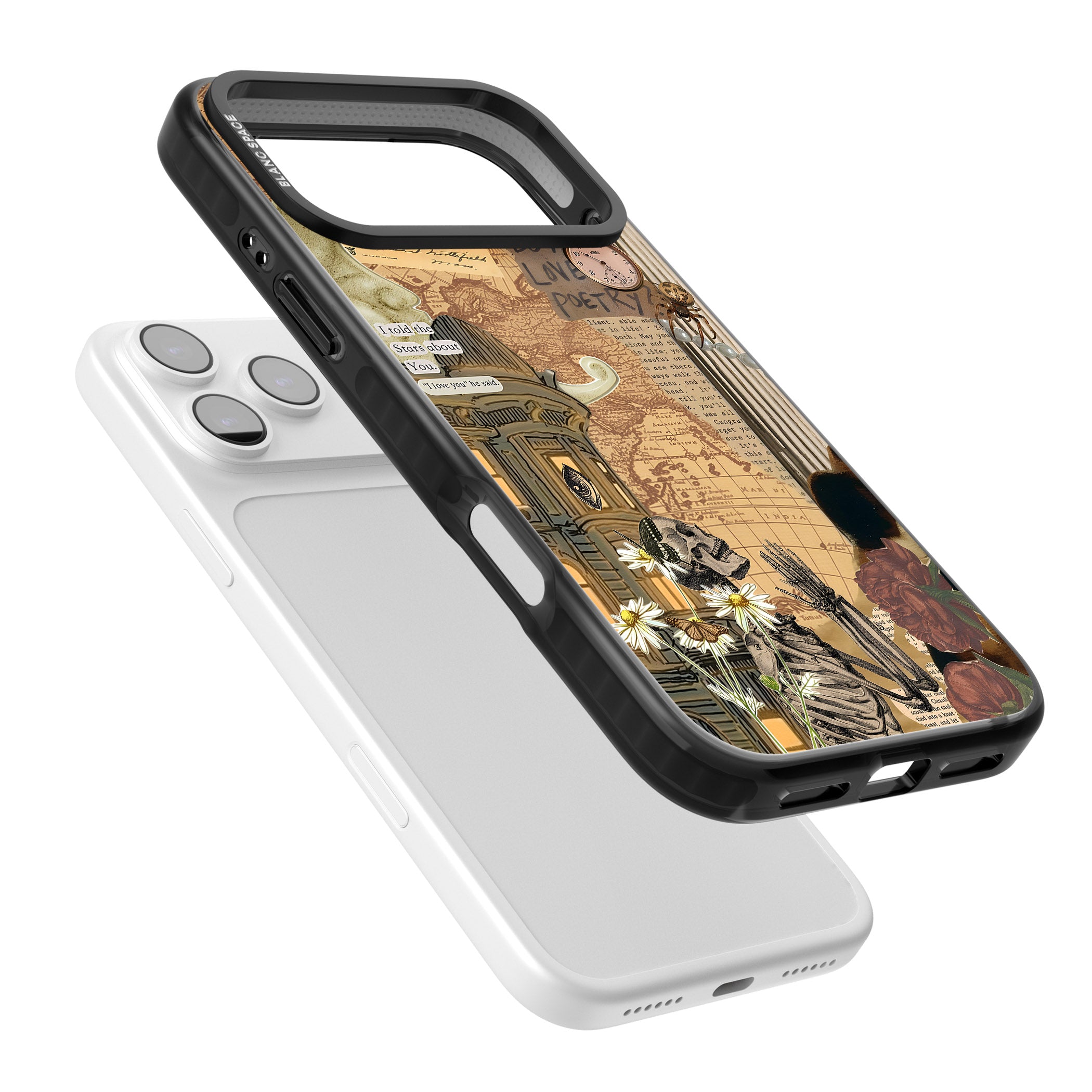 Skeleton Poetry iPhone 17 Pro Impact Black Phone Case Colours