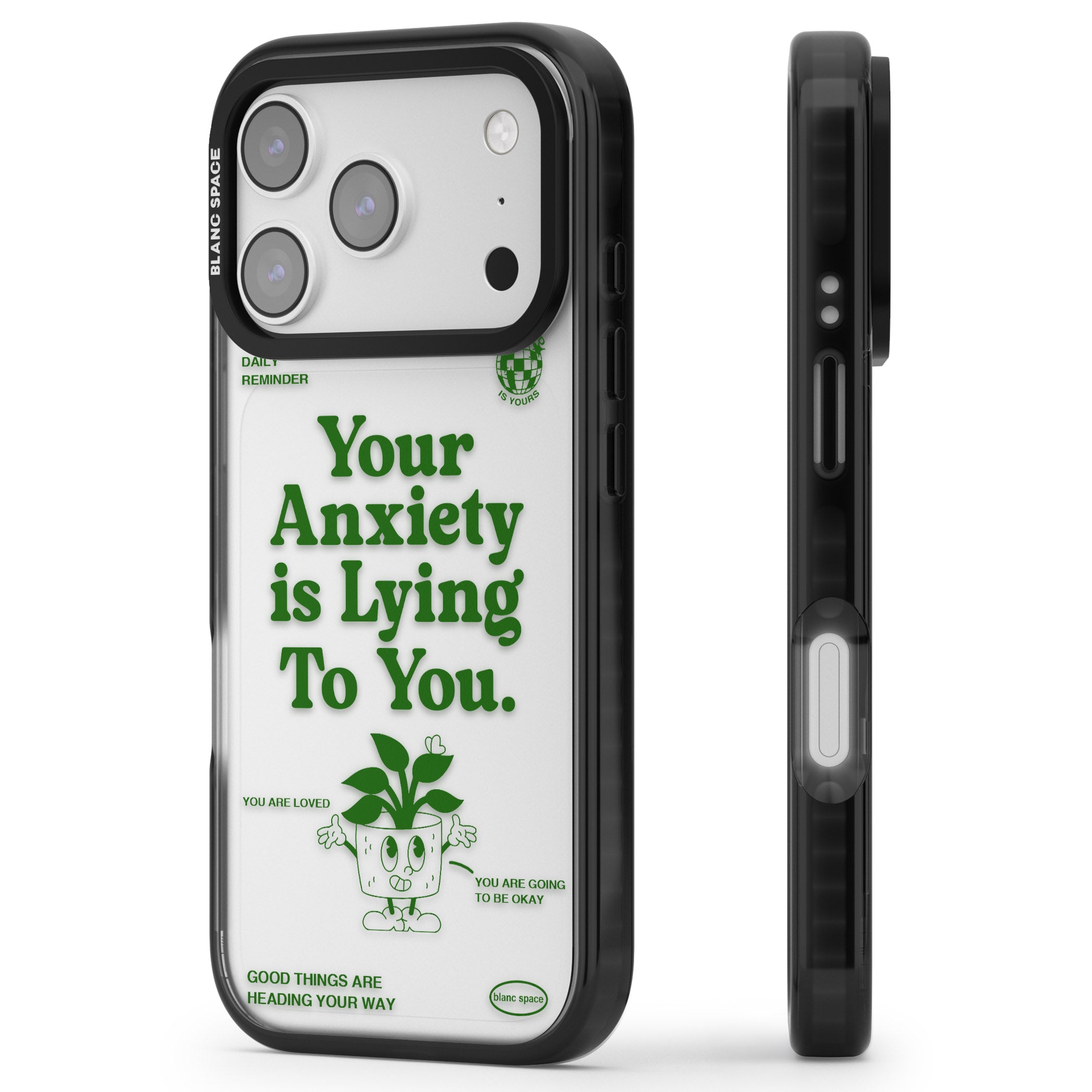 Your Anxiety Is Lying To You iPhone 17 Pro Impact Black Phone Case Side Profile