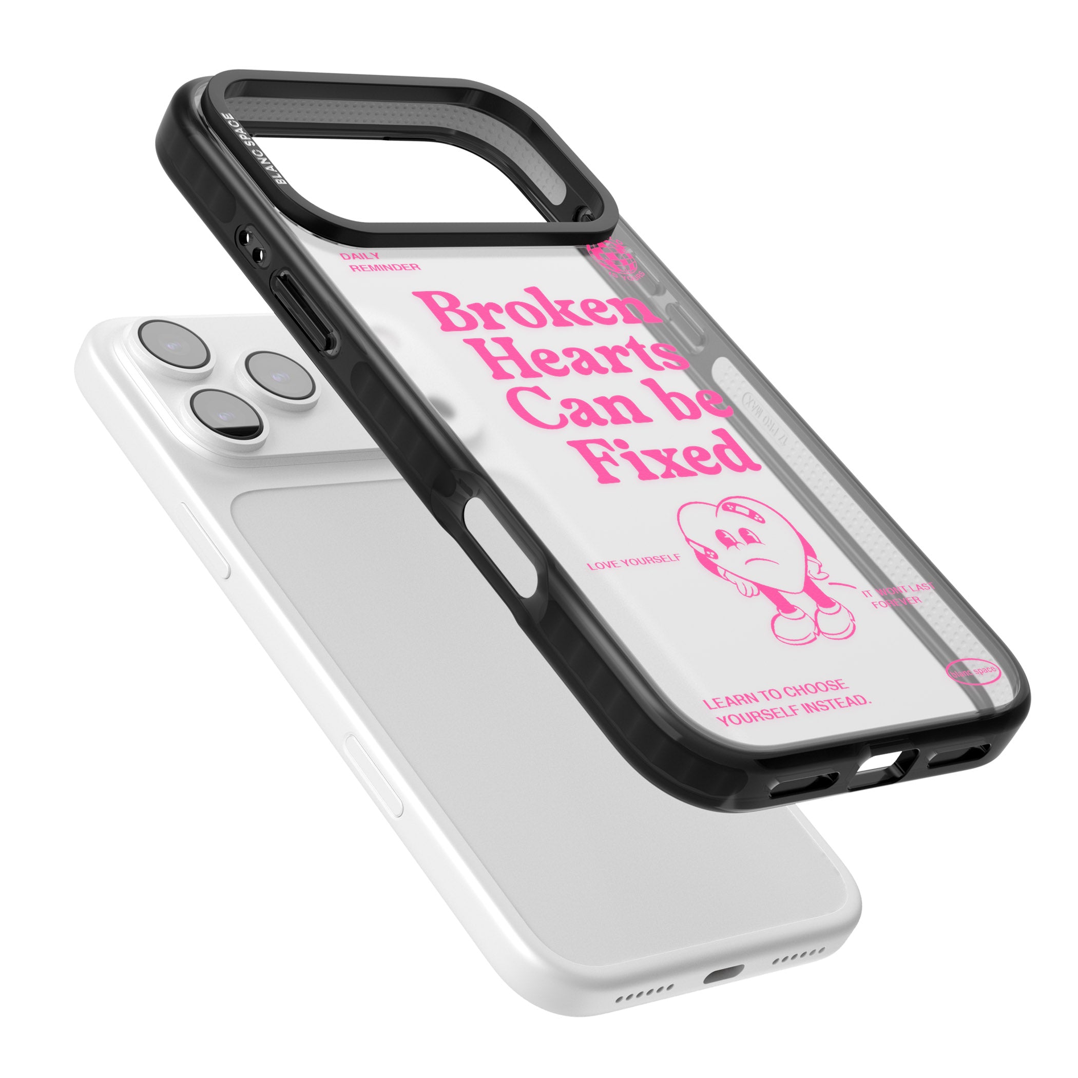 Broken Hearts Can Be Fixed iPhone 17 Pro Max Impact Black Phone Case Colours