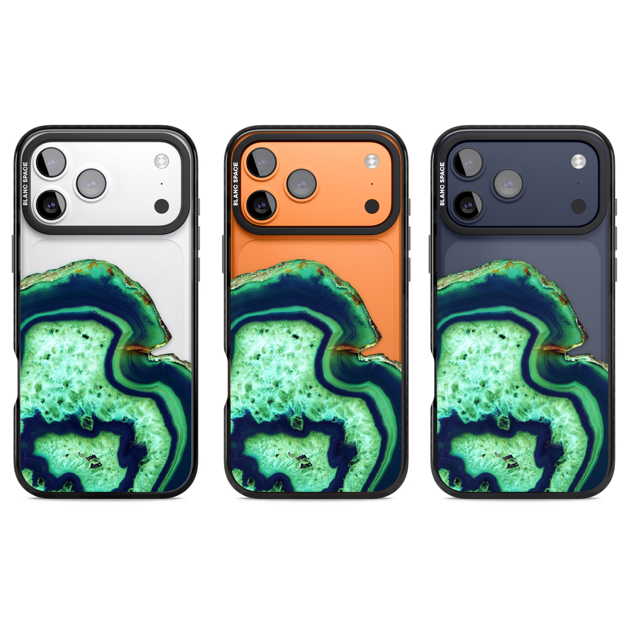 Emerald Agate Slice iPhone 17 Pro Impact Black Phone Case APT Impact Protection