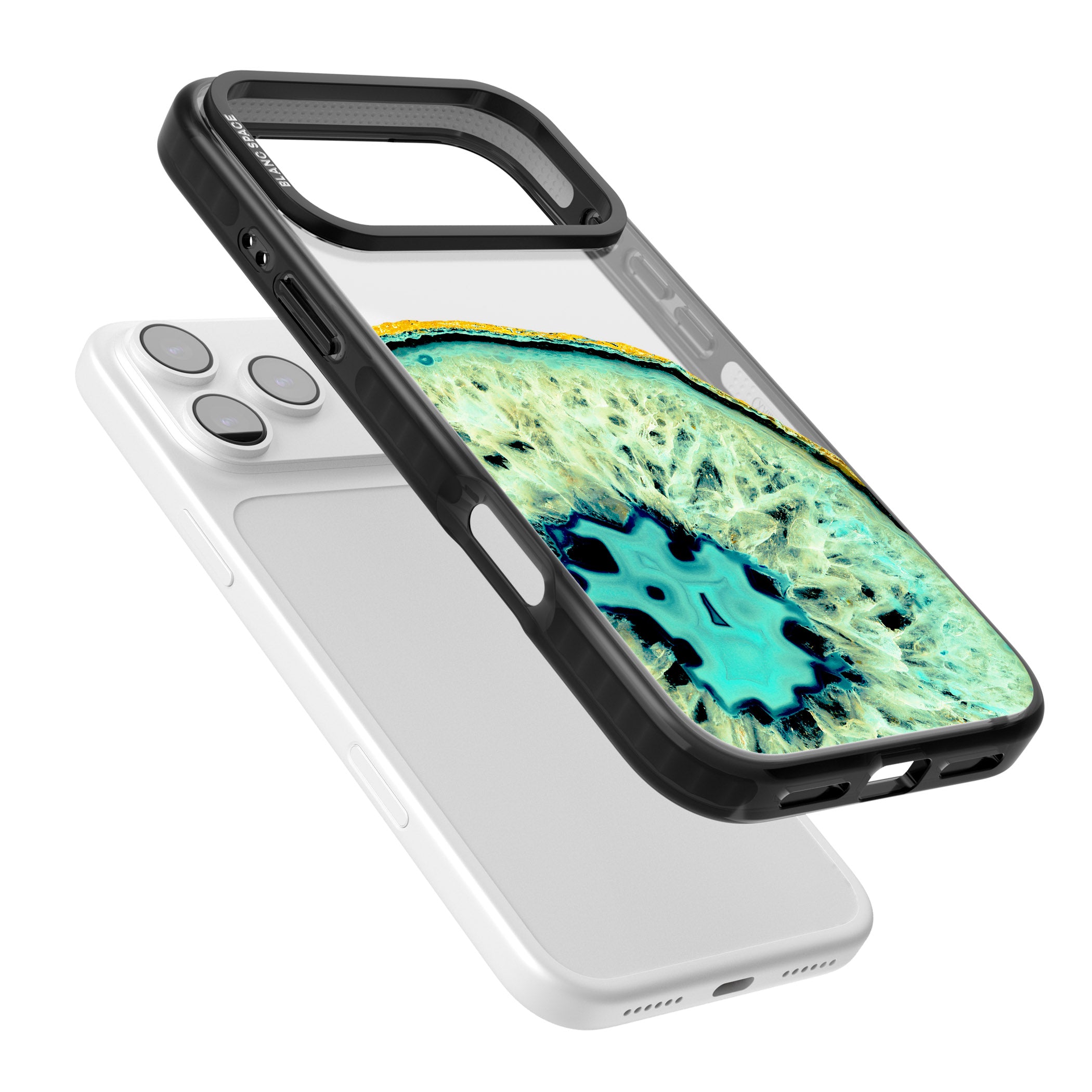 Turquoise Geode Crystal iPhone 17 Pro Max Impact Black Phone Case Colours