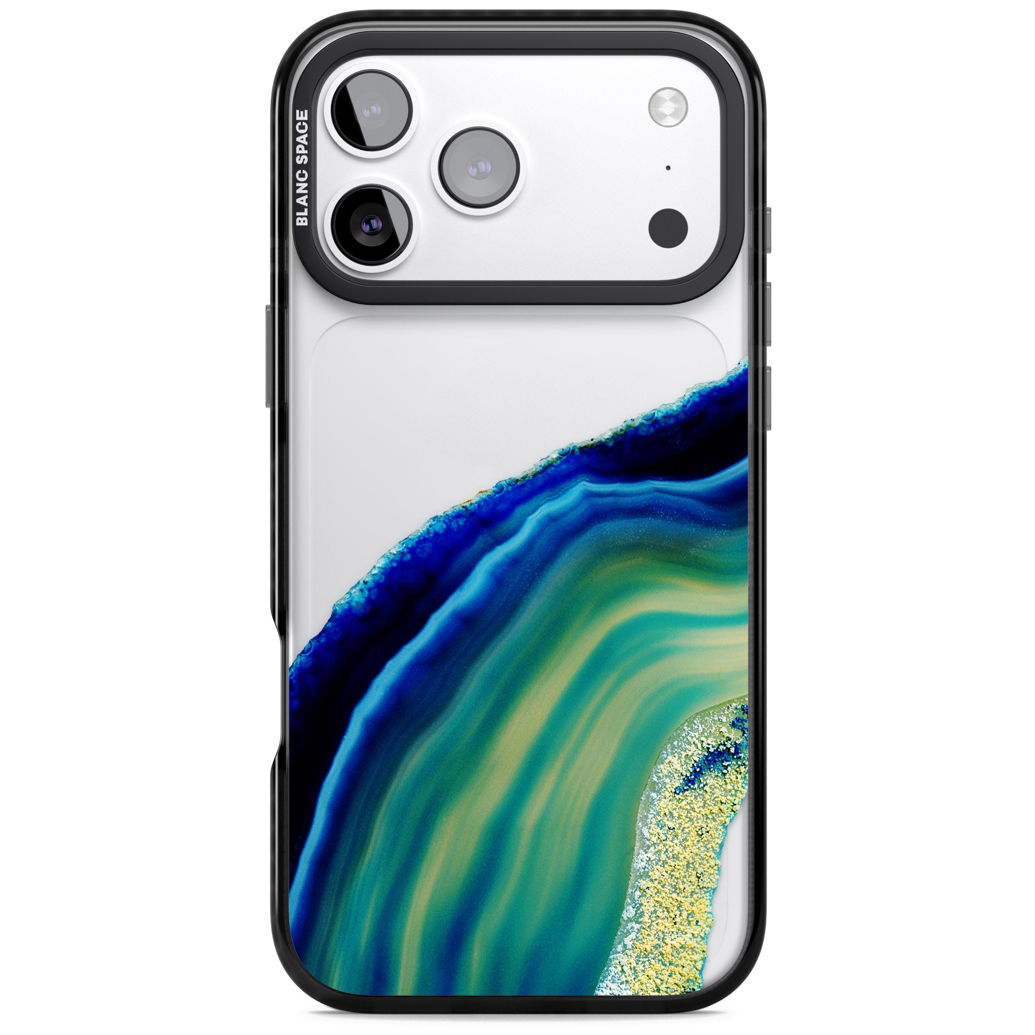 Green & Blue Emerald Geode iPhone 17 Pro Max Impact Black Phone Case