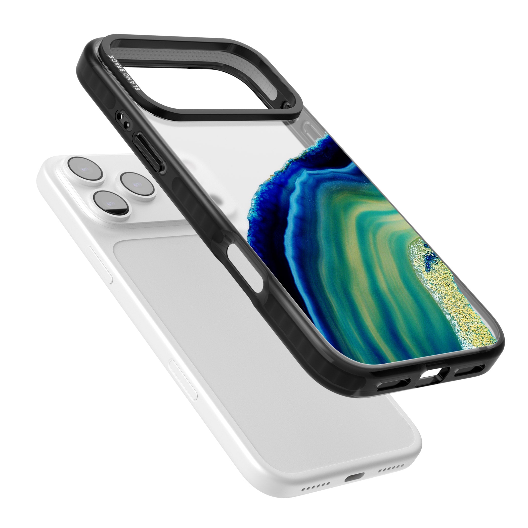 Green & Blue Emerald Geode iPhone 17 Pro Max Impact Black Phone Case Colours