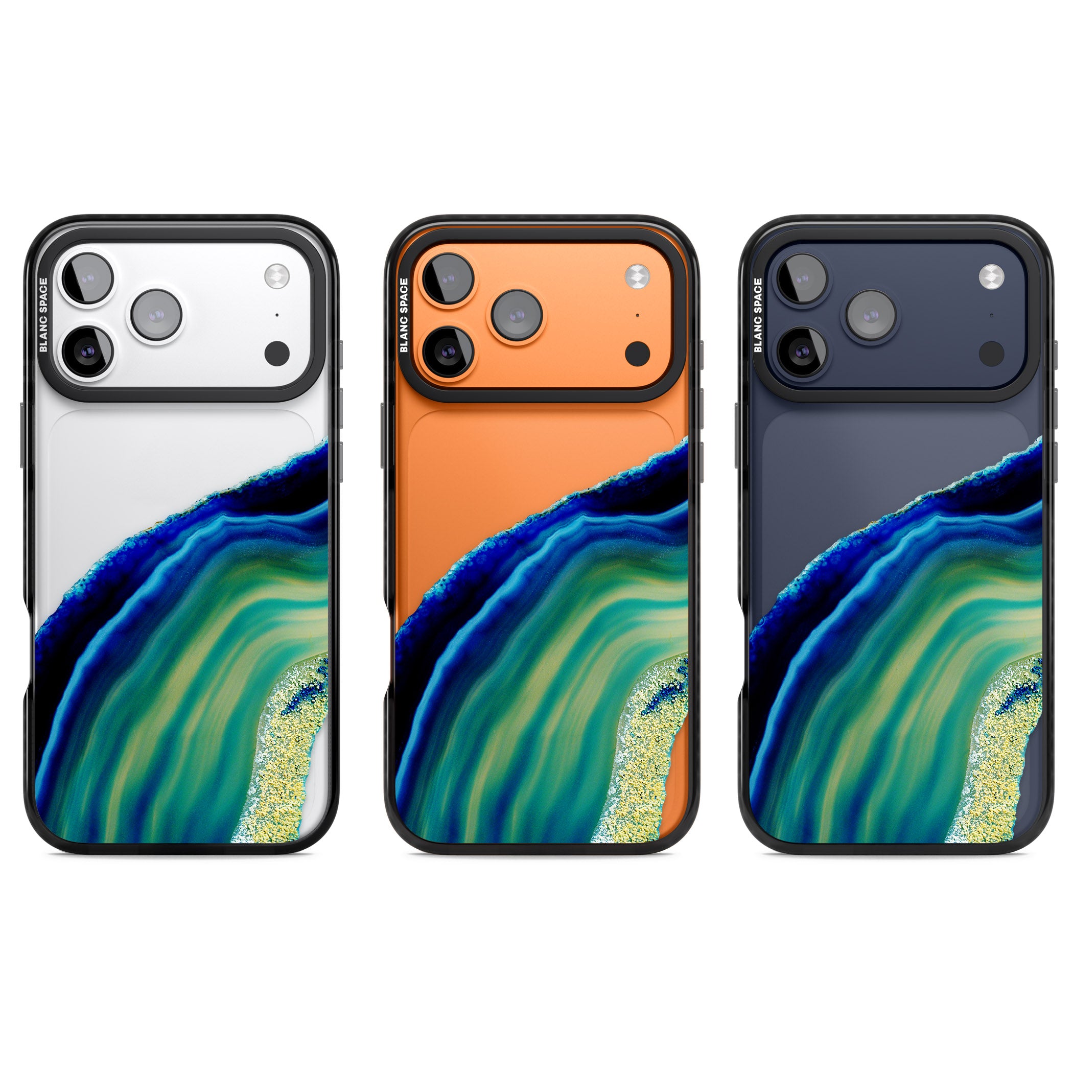 Green & Blue Emerald Geode iPhone 17 Pro Impact Black Phone Case APT Impact Protection