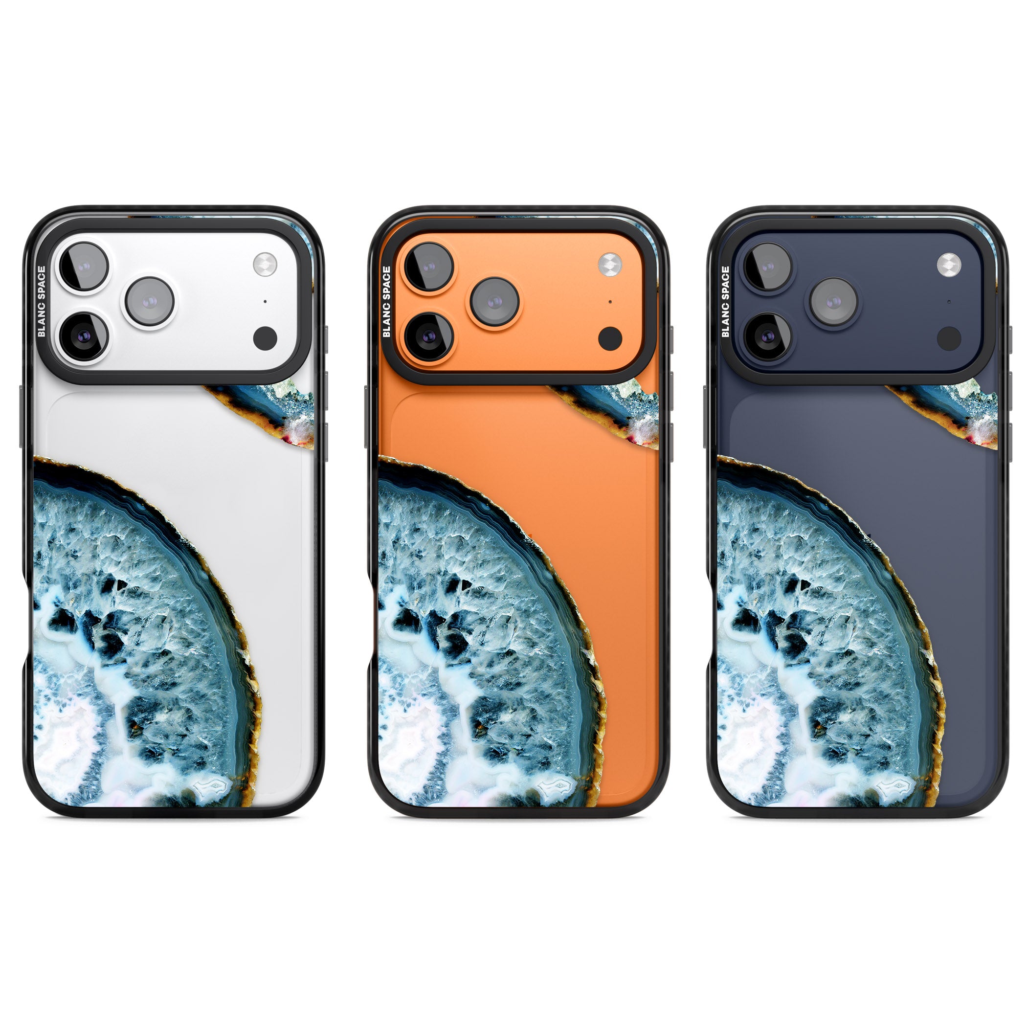 Blue Agate Slice iPhone 17 Pro Impact Black Phone Case APT Impact Protection