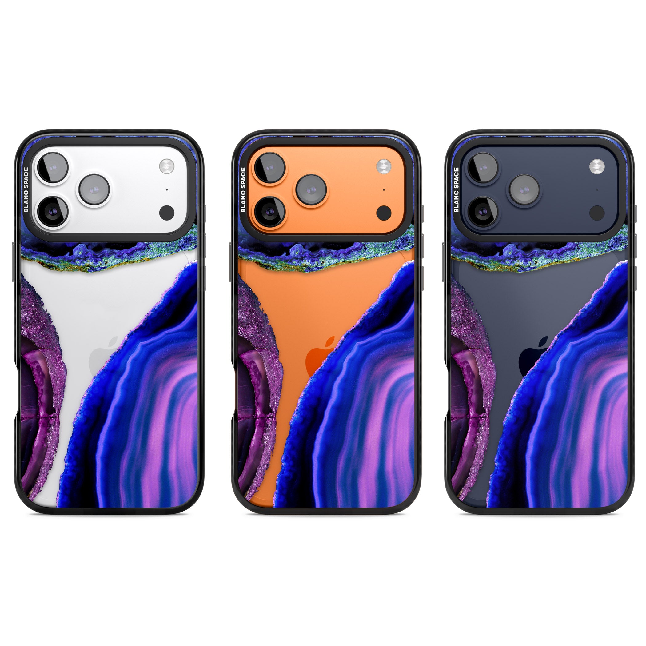 Violet Agate Slice iPhone 17 Pro Impact Black Phone Case APT Impact Protection