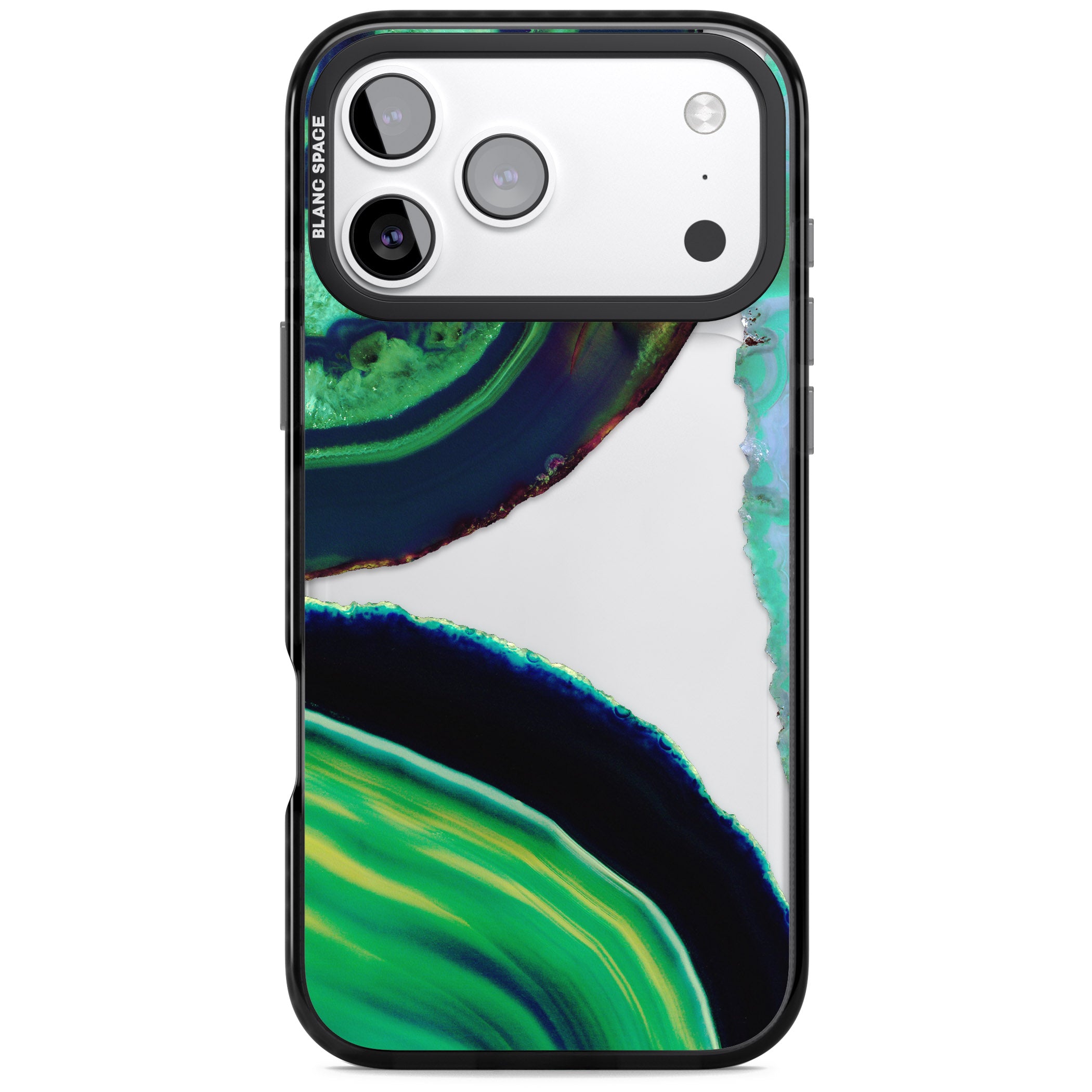 Green Geode Glow iPhone 17 Pro Impact Black Phone Case