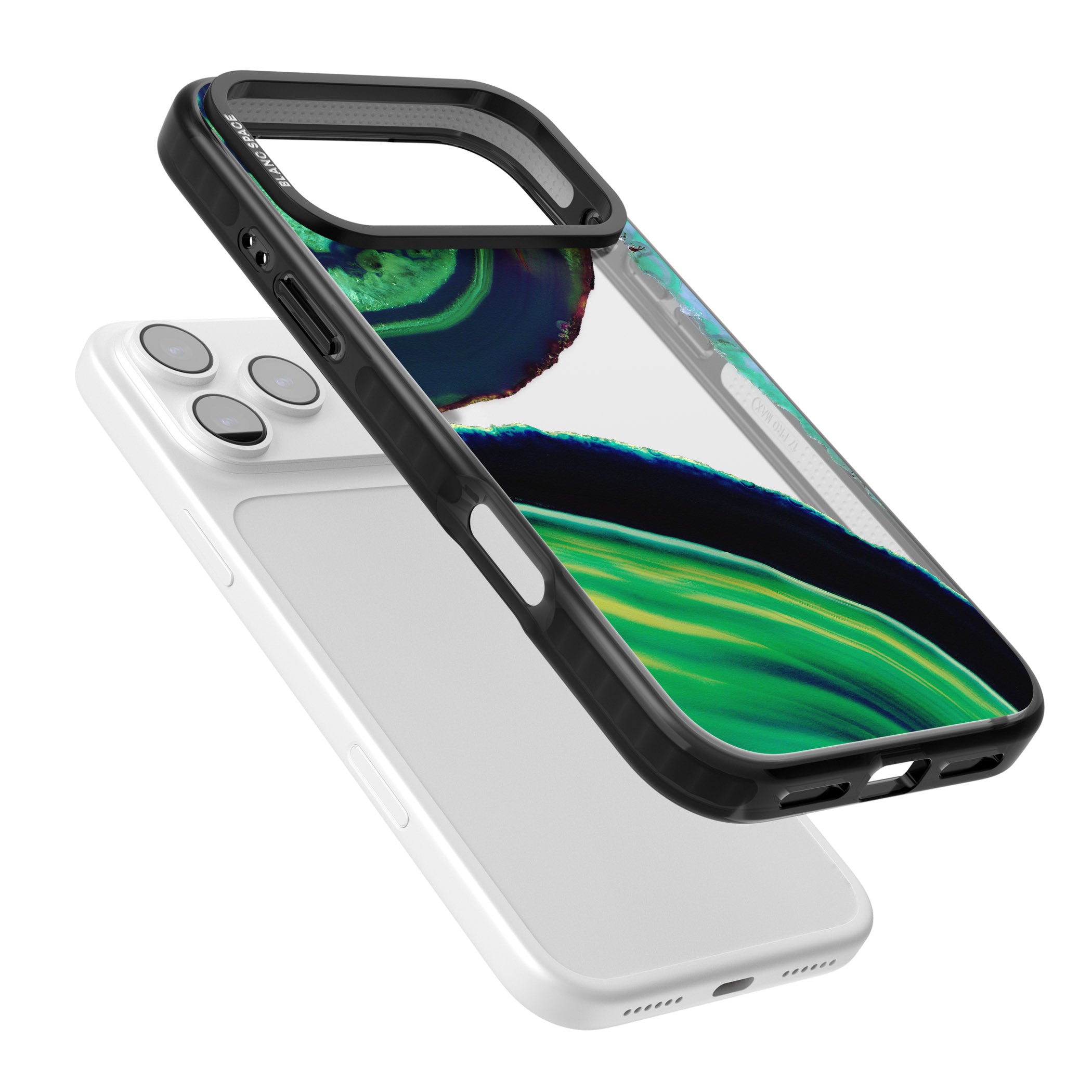 Green Geode Glow iPhone 17 Pro Impact Black Phone Case Colours