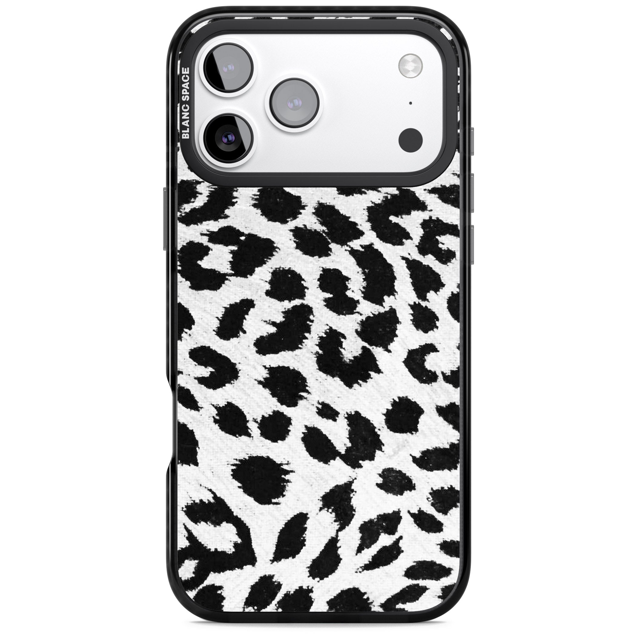 Rar Leopard Print White iPhone 17 Pro Impact Black Phone Case