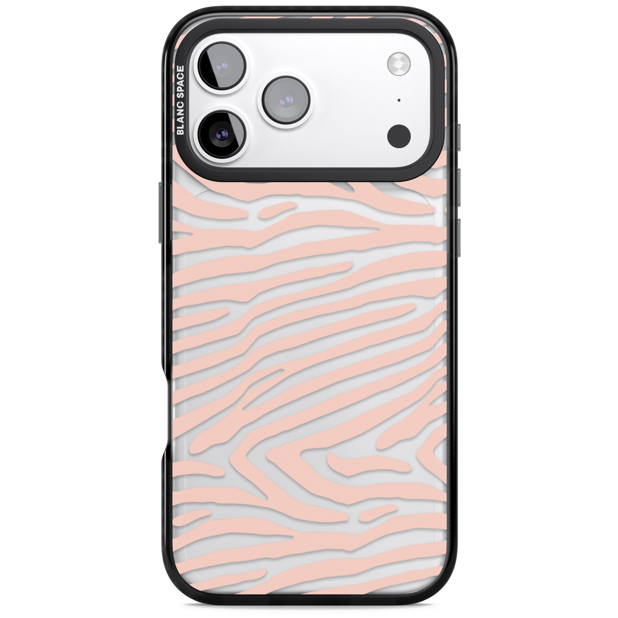 Horizontal Zebra Stripes Transparent Animal Print iPhone 17 Pro Max Impact Black Phone Case