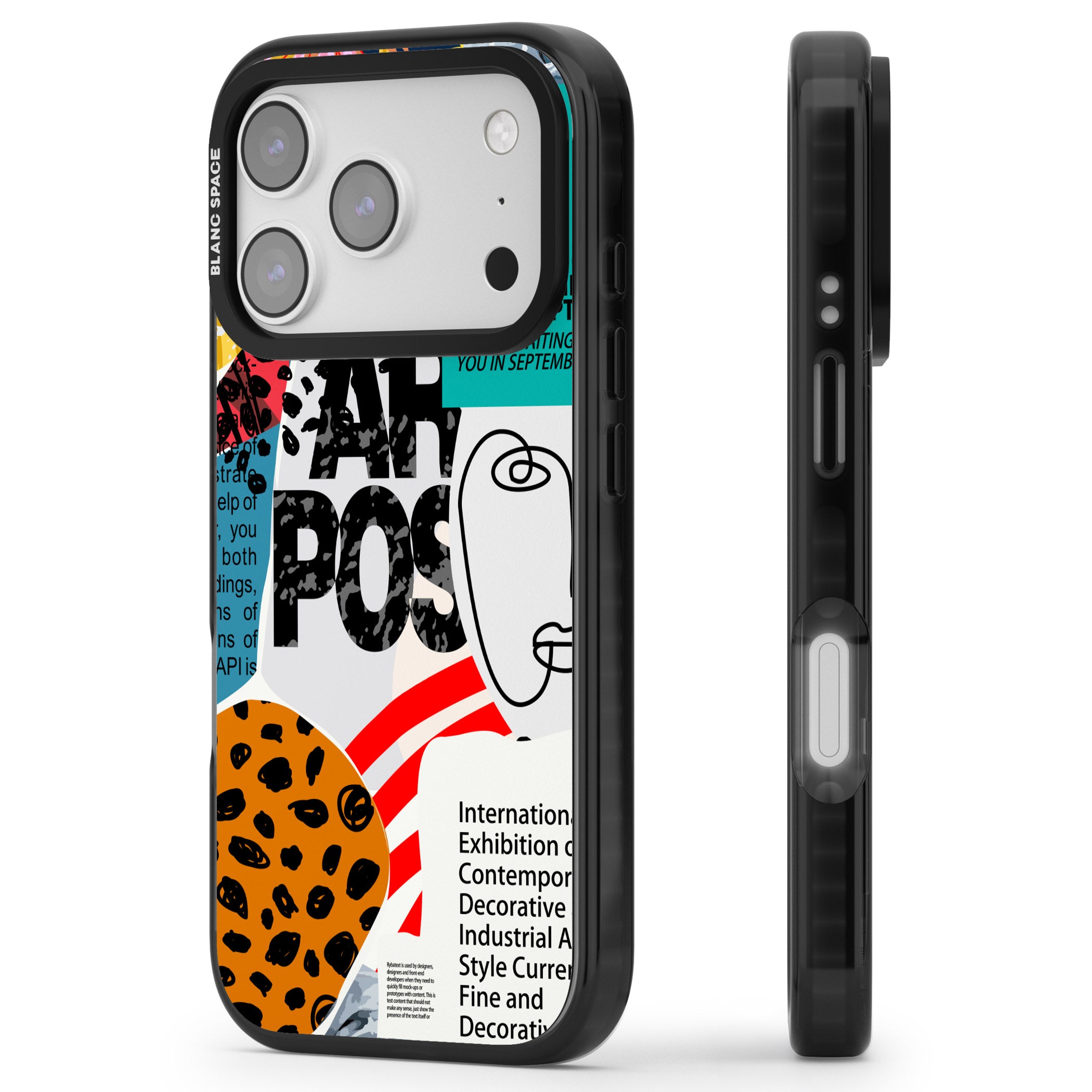 Abstract Art Poster iPhone 17 Pro Impact Black Phone Case Side Profile
