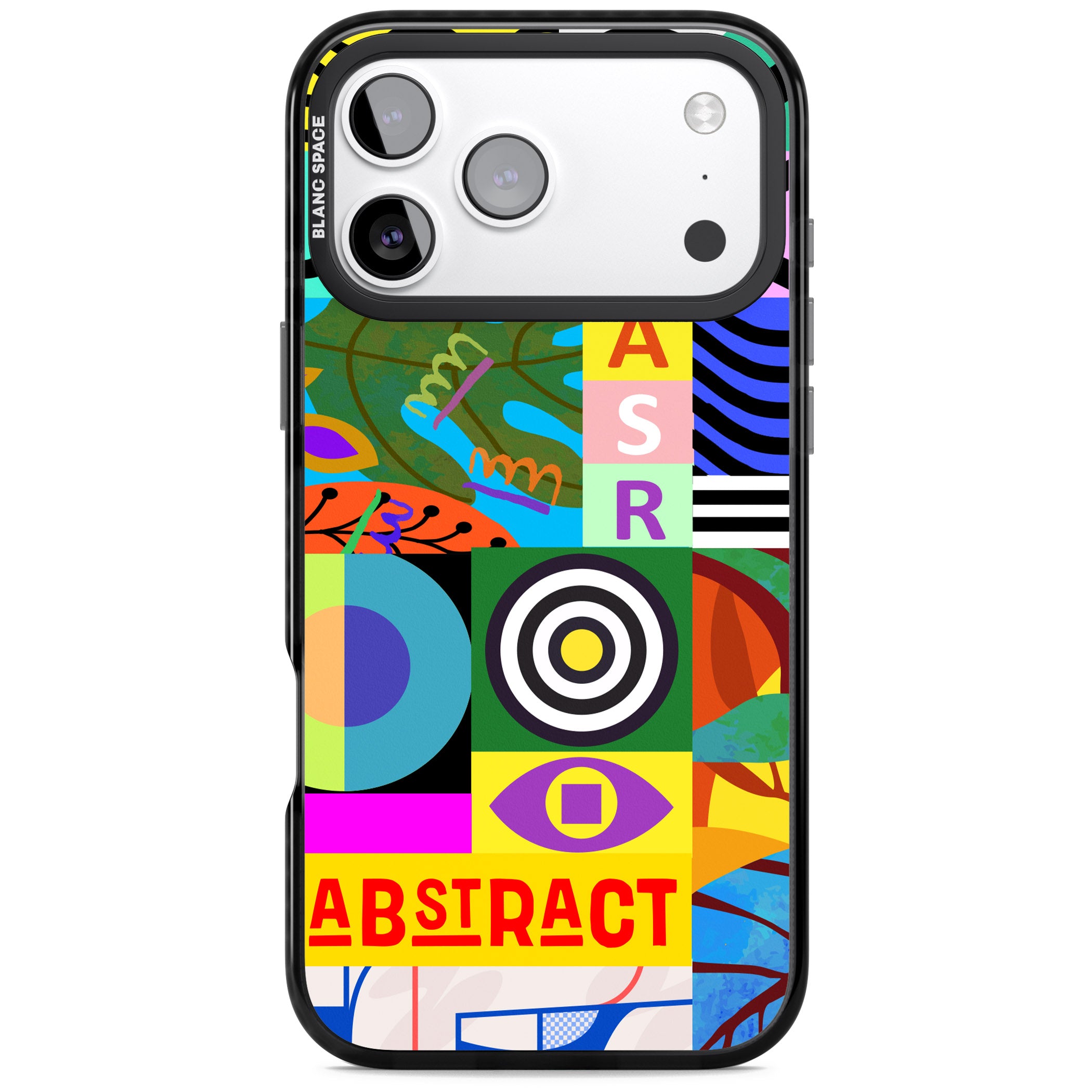 Abstract Pattern Patchwork iPhone 17 Pro Max Impact Black Phone Case
