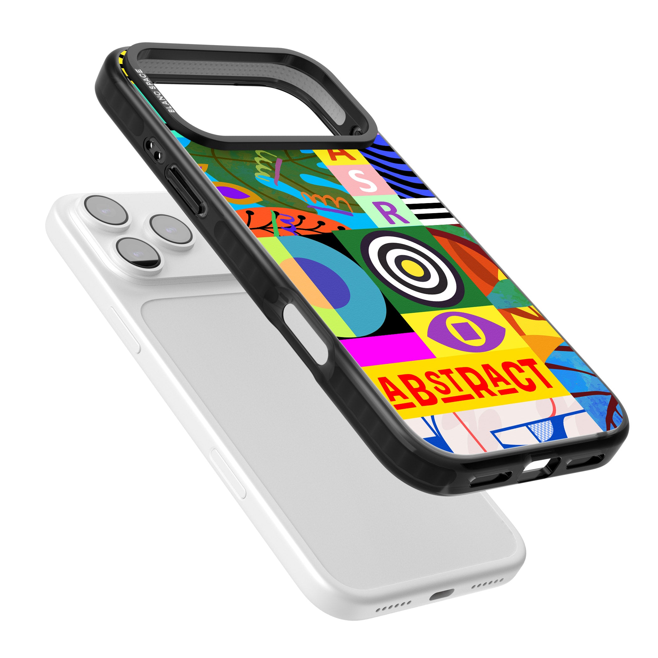 Abstract Pattern Patchwork iPhone 17 Pro Impact Black Phone Case Colours