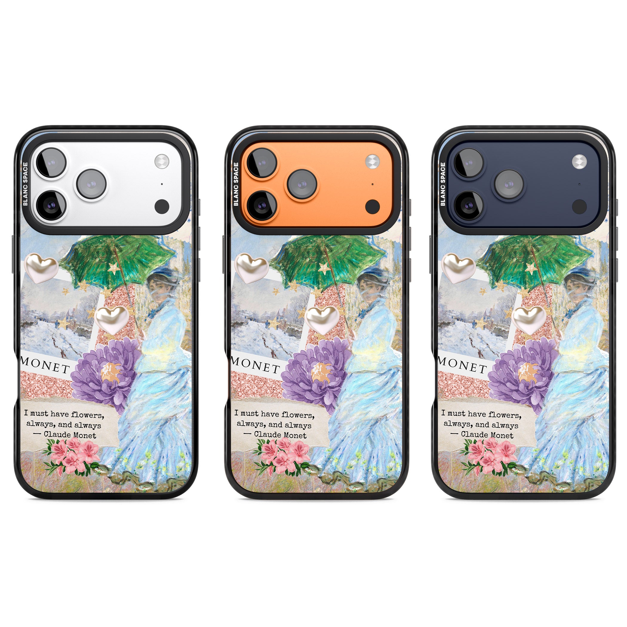 Monet 'Must Have Flowers' Collage iPhone 17 Pro Impact Black Phone Case APT Impact Protection