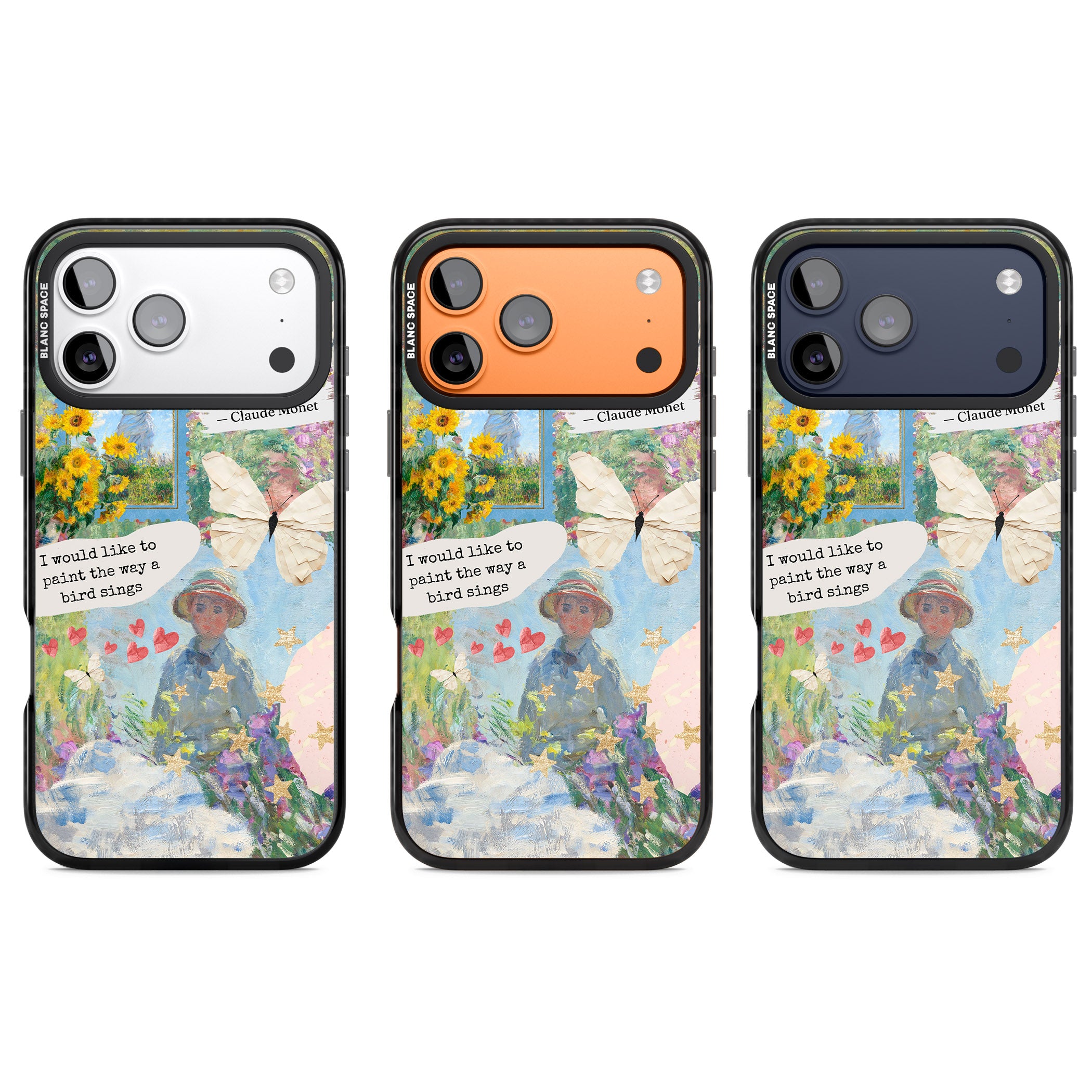 Monet 'Way A Bird Sings' Collage iPhone 17 Pro Impact Black Phone Case APT Impact Protection