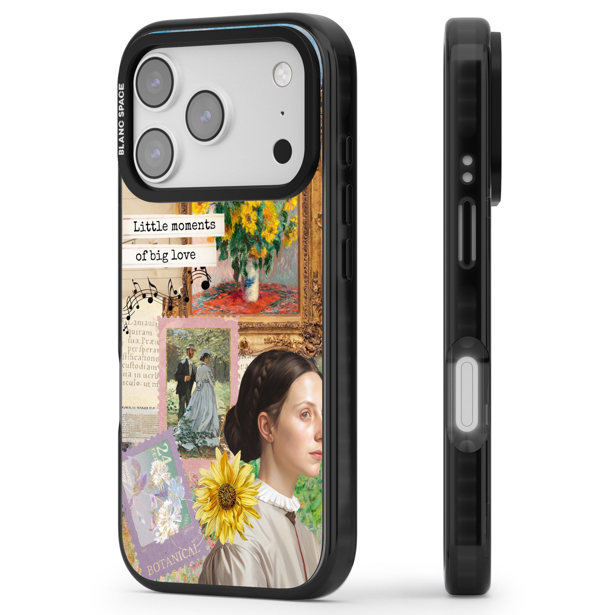 Monet 'Little Moments' Collage iPhone 17 Pro Impact Black Phone Case Side Profile