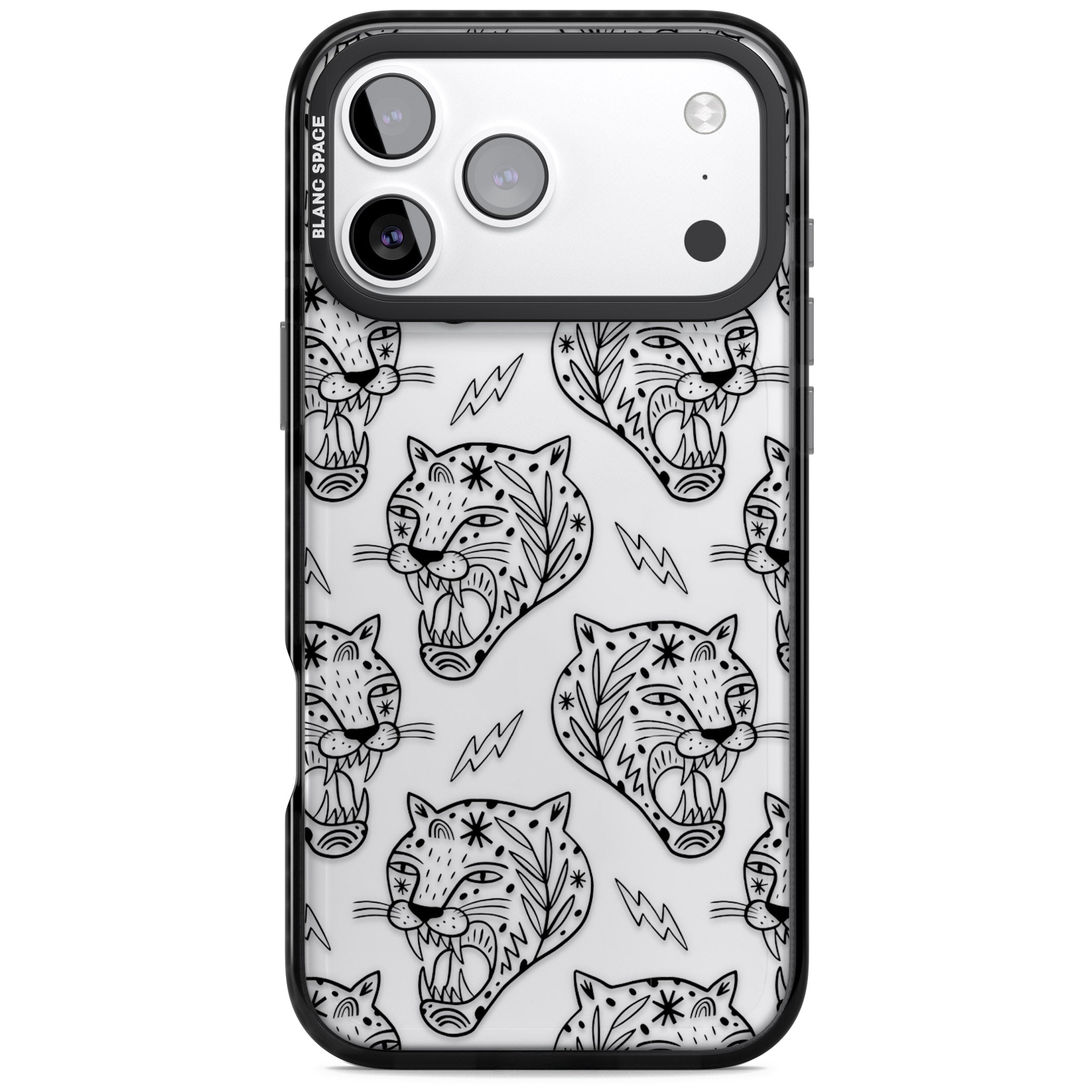 Black Tiger Roar Pattern iPhone 17 Pro Max Impact Black Phone Case