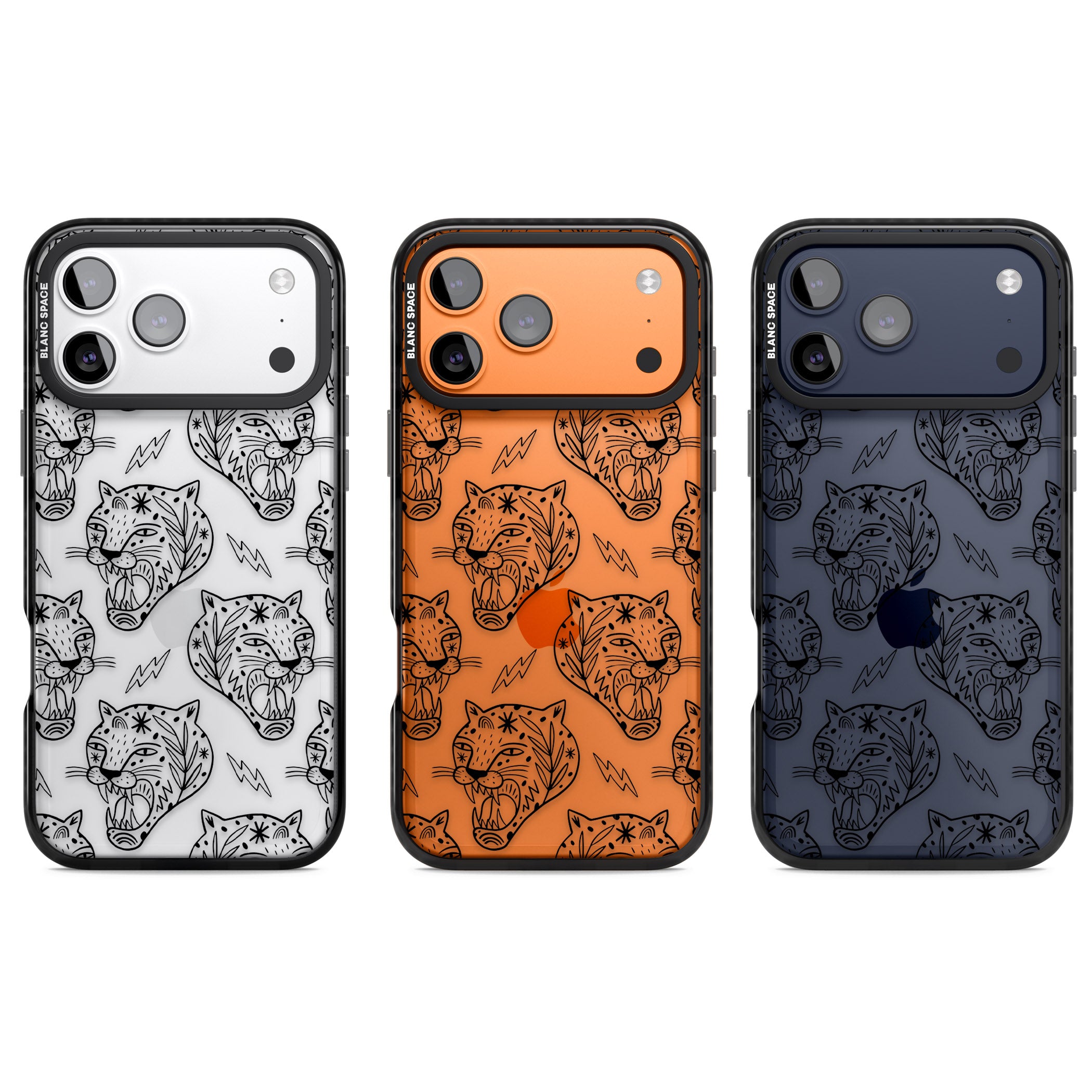Black Tiger Roar Pattern iPhone 17 Pro Impact Black Phone Case APT Impact Protection