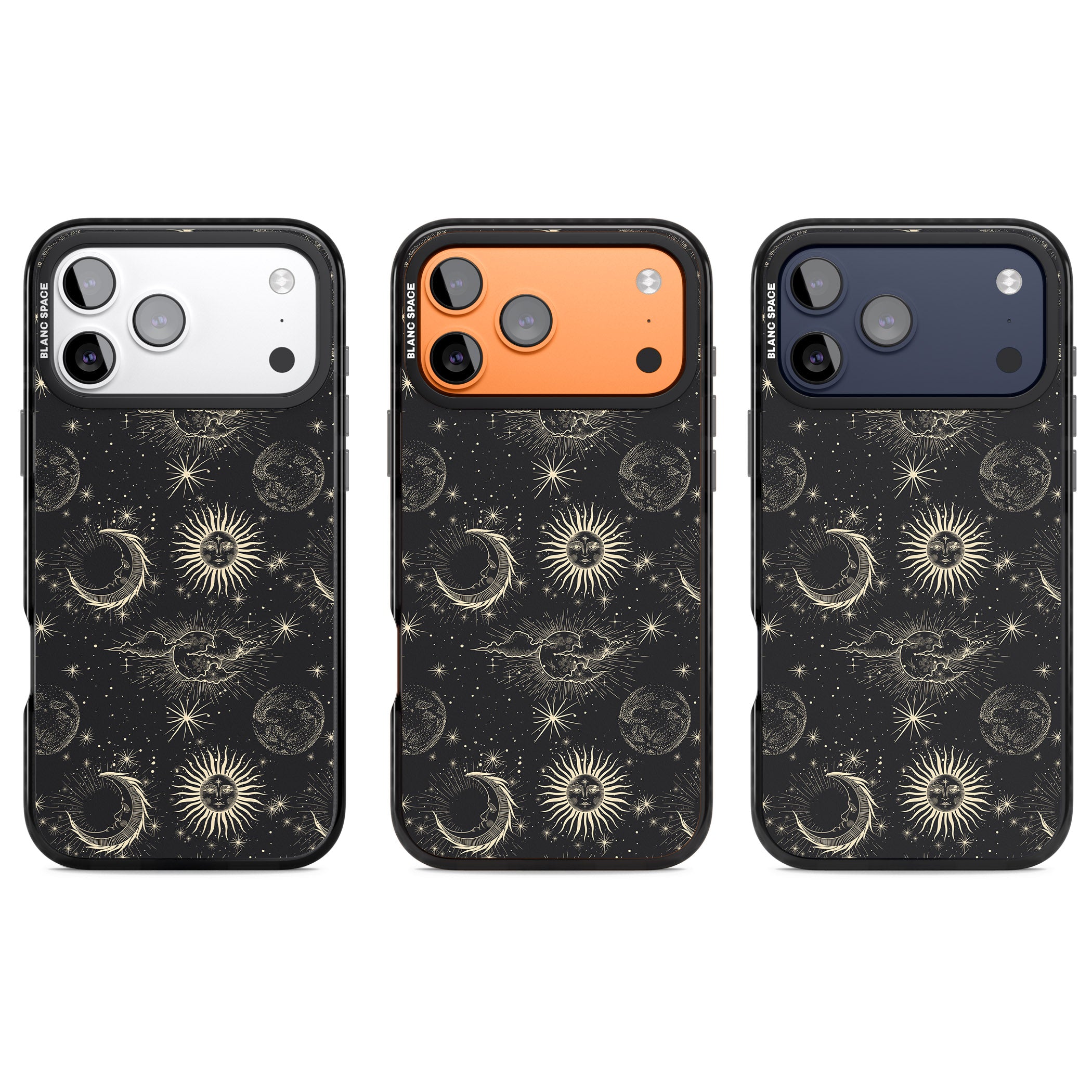 Suns & Moons Celestial Night iPhone 17 Pro Impact Black Phone Case APT Impact Protection