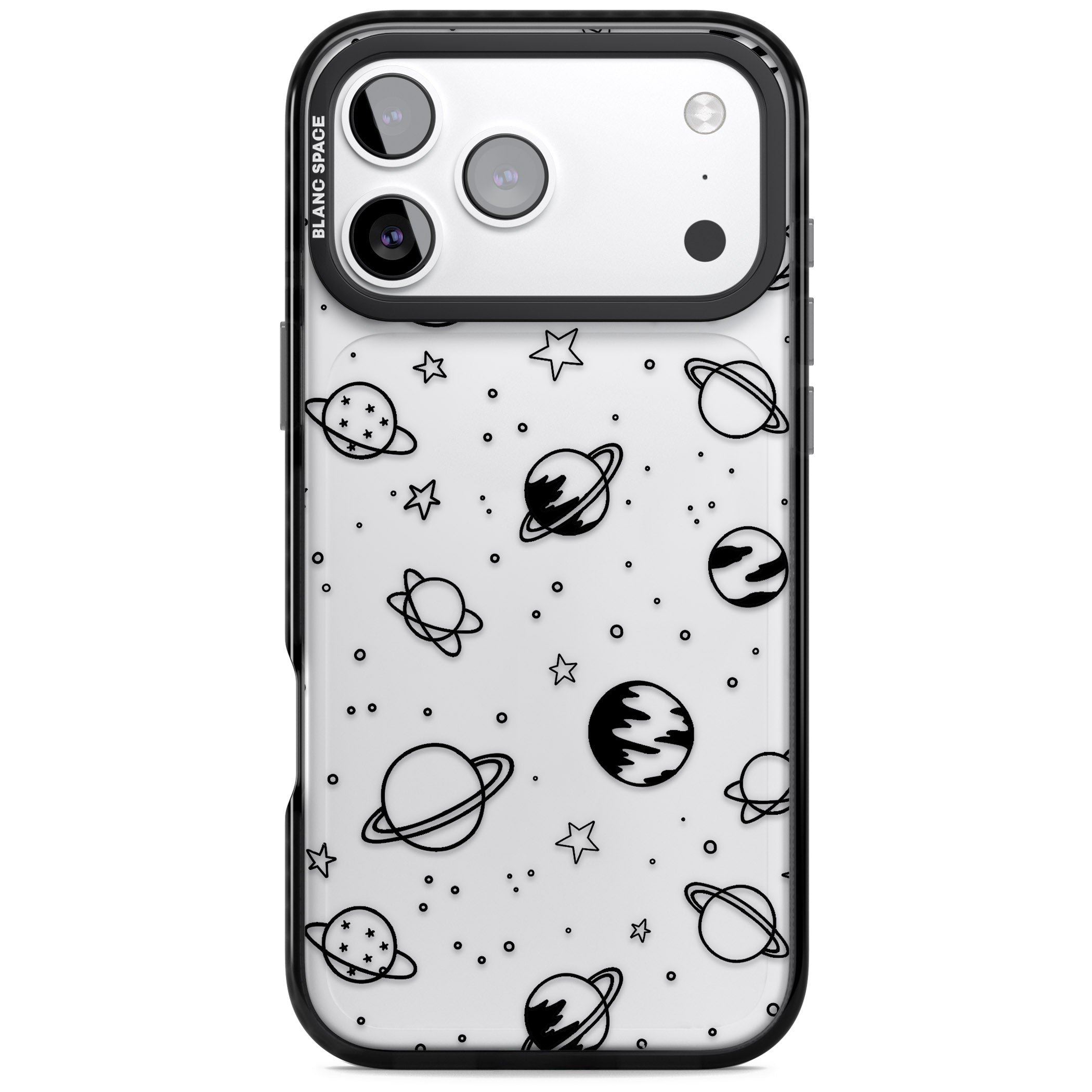 Cosmic Sketch Black Clear iPhone 17 Pro Max Impact Black Phone Case