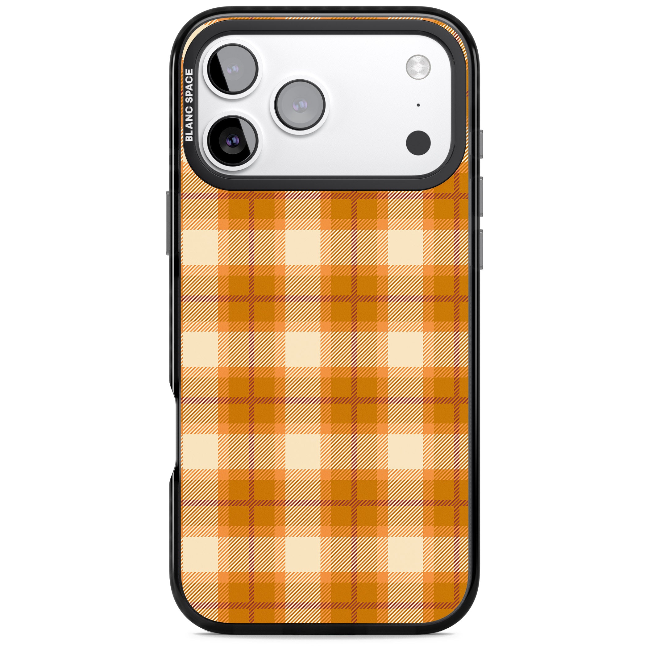 Pumpkin Plaid iPhone 17 Pro Max Impact Black Phone Case