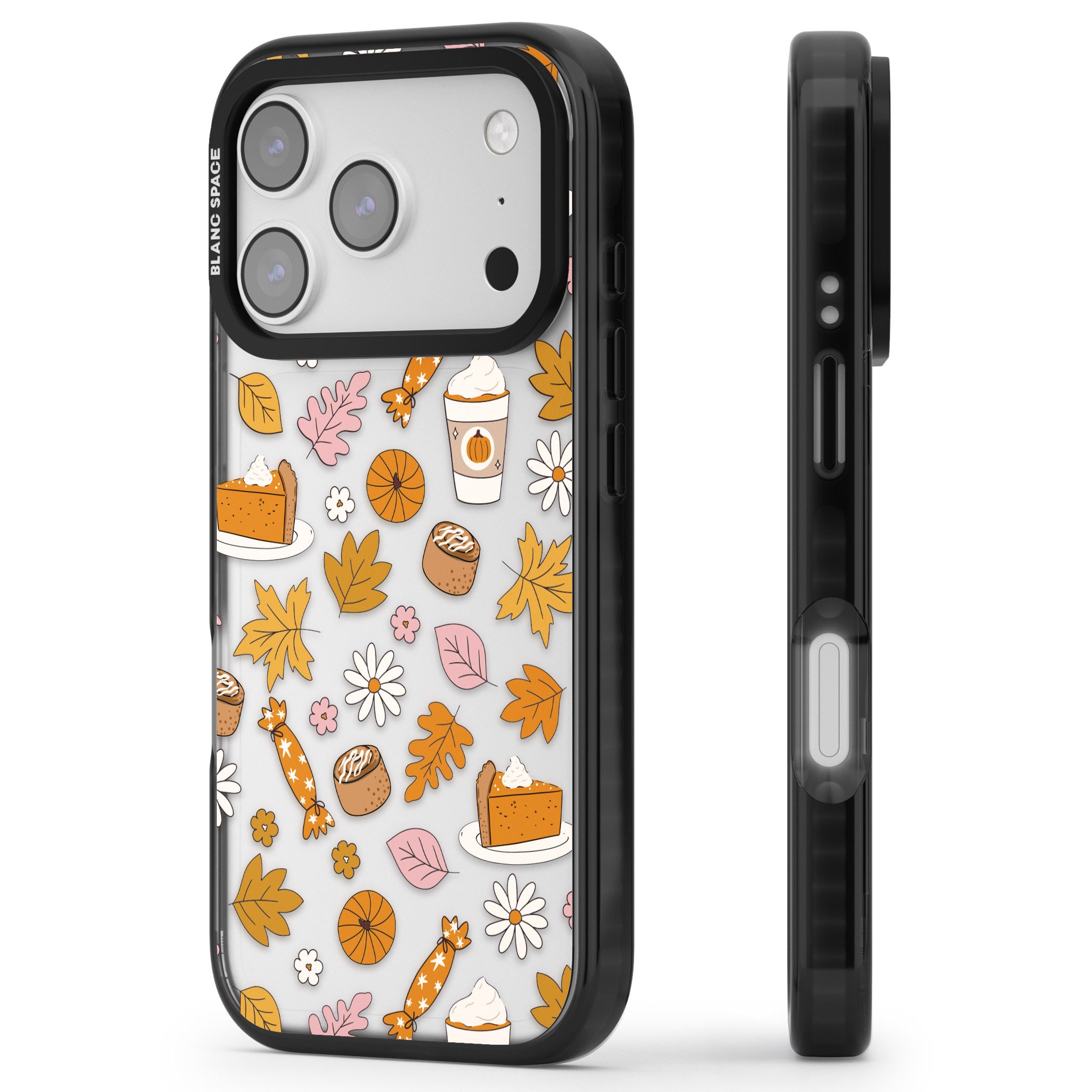 Pumpkin Spice iPhone 17 Pro Max Impact Black Phone Case Side Profile