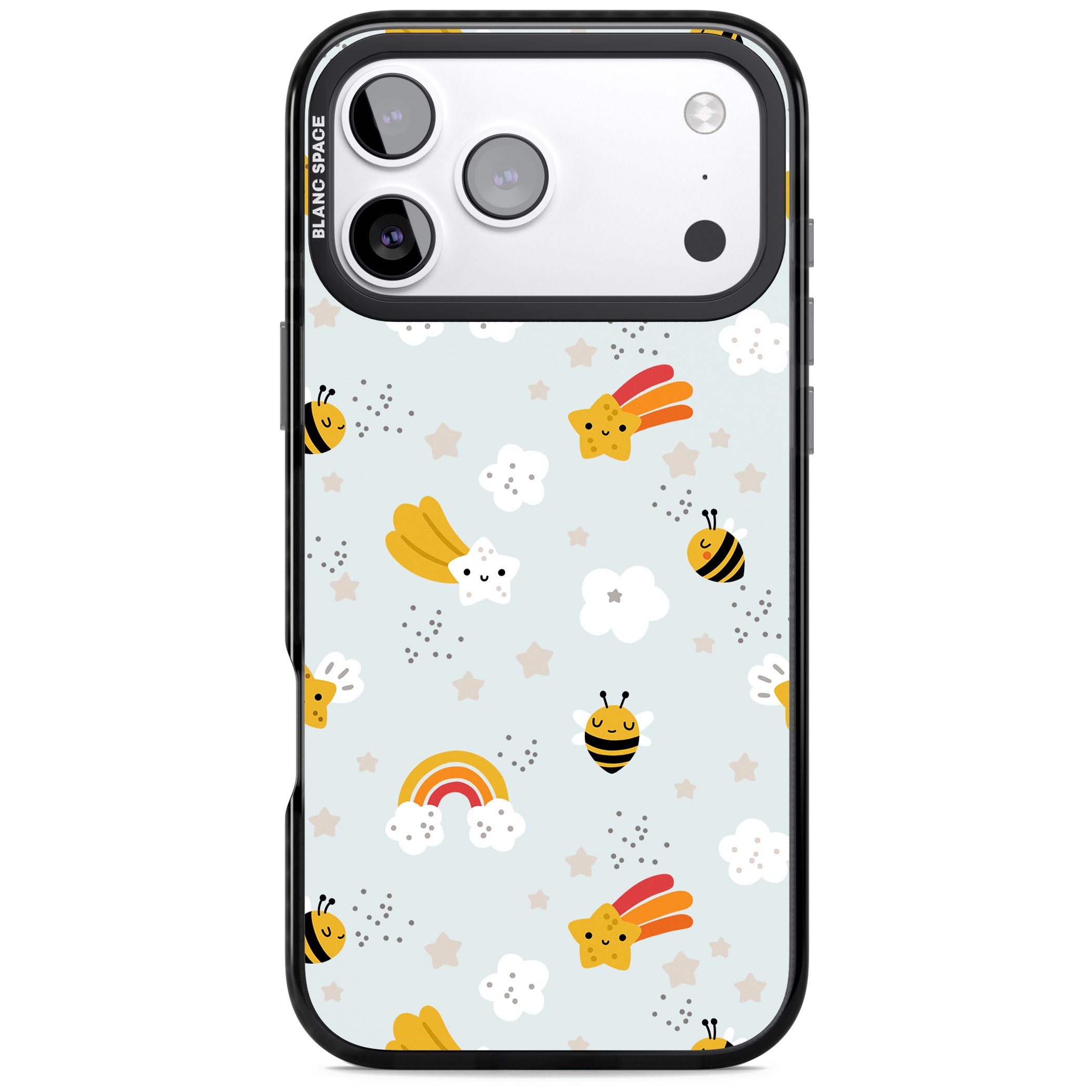 Sweet As Honey Patterns: Bees & Rainbows iPhone 17 Pro Impact Black Phone Case
