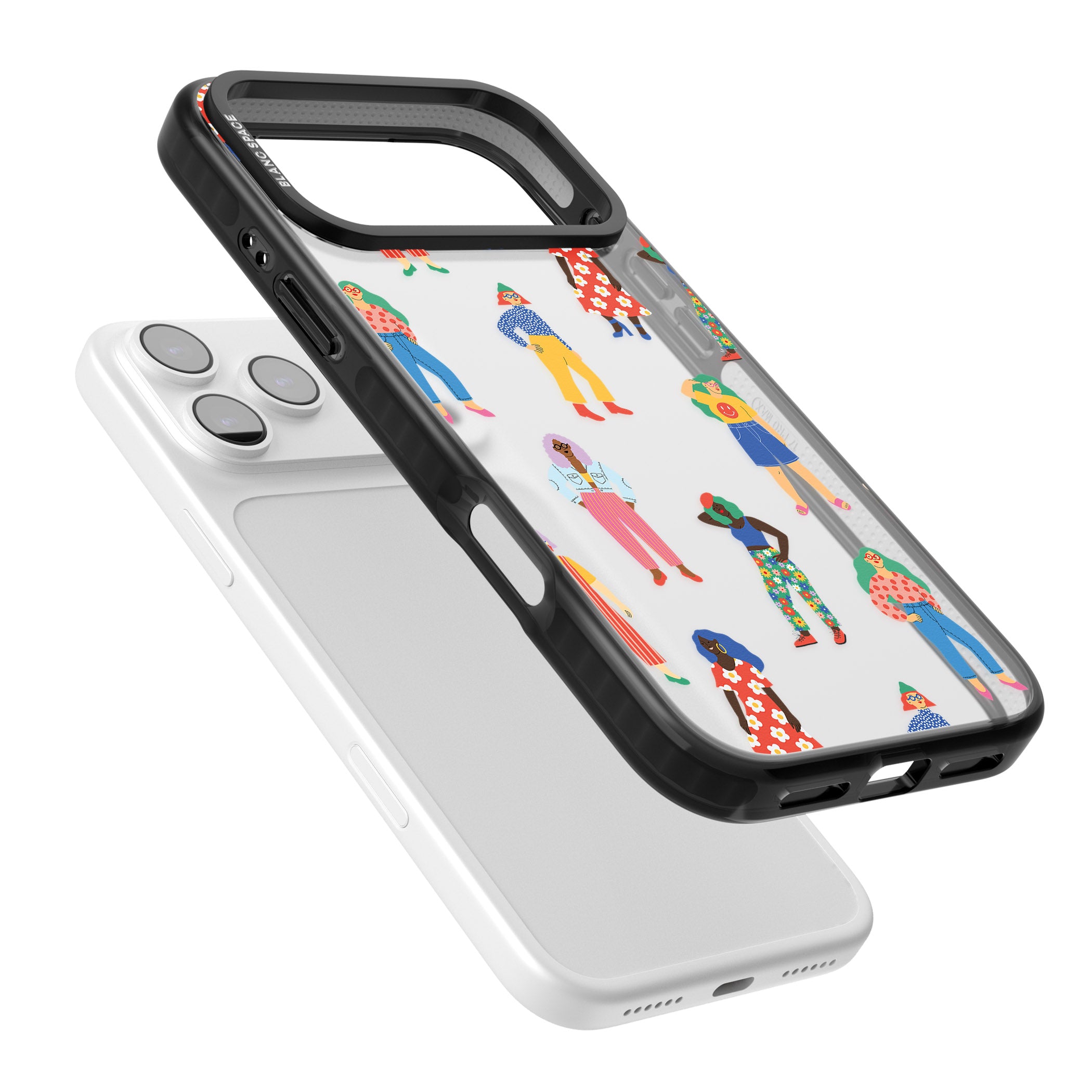 Girls Pattern iPhone 17 Pro Max Impact Black Phone Case Colours