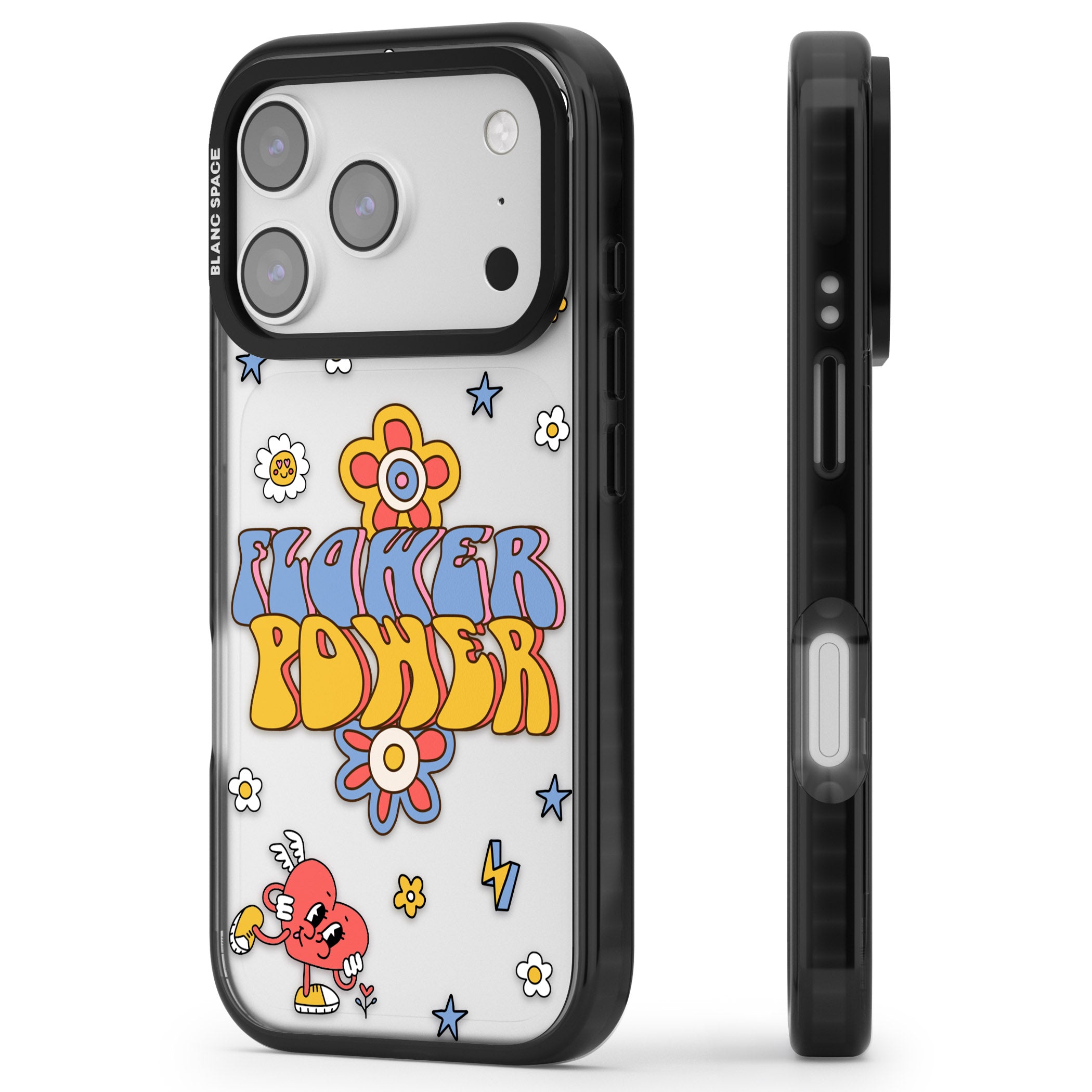 Flower Power iPhone 17 Pro Impact Black Phone Case Side Profile