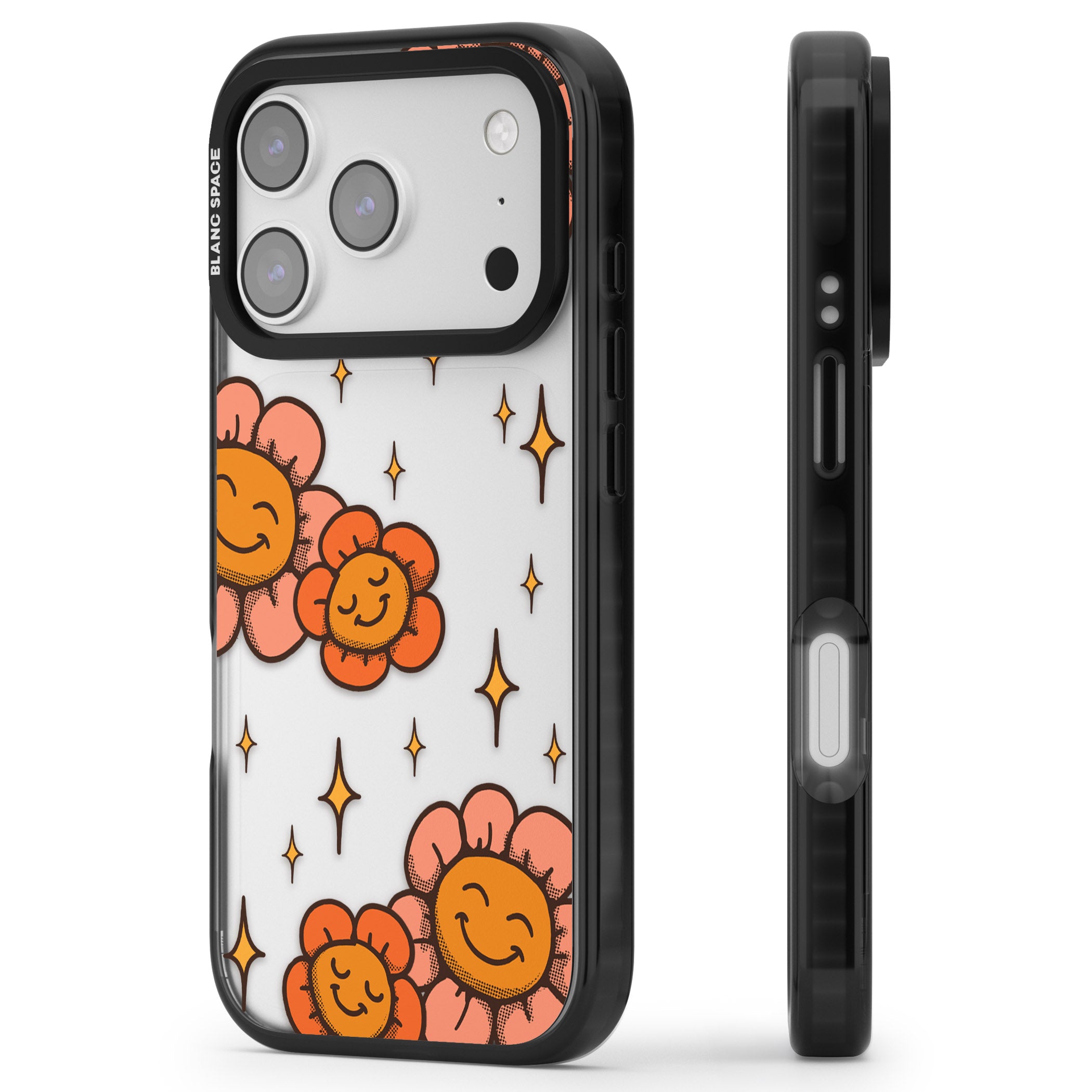 Mellow Flowers iPhone 17 Pro Max Impact Black Phone Case Side Profile