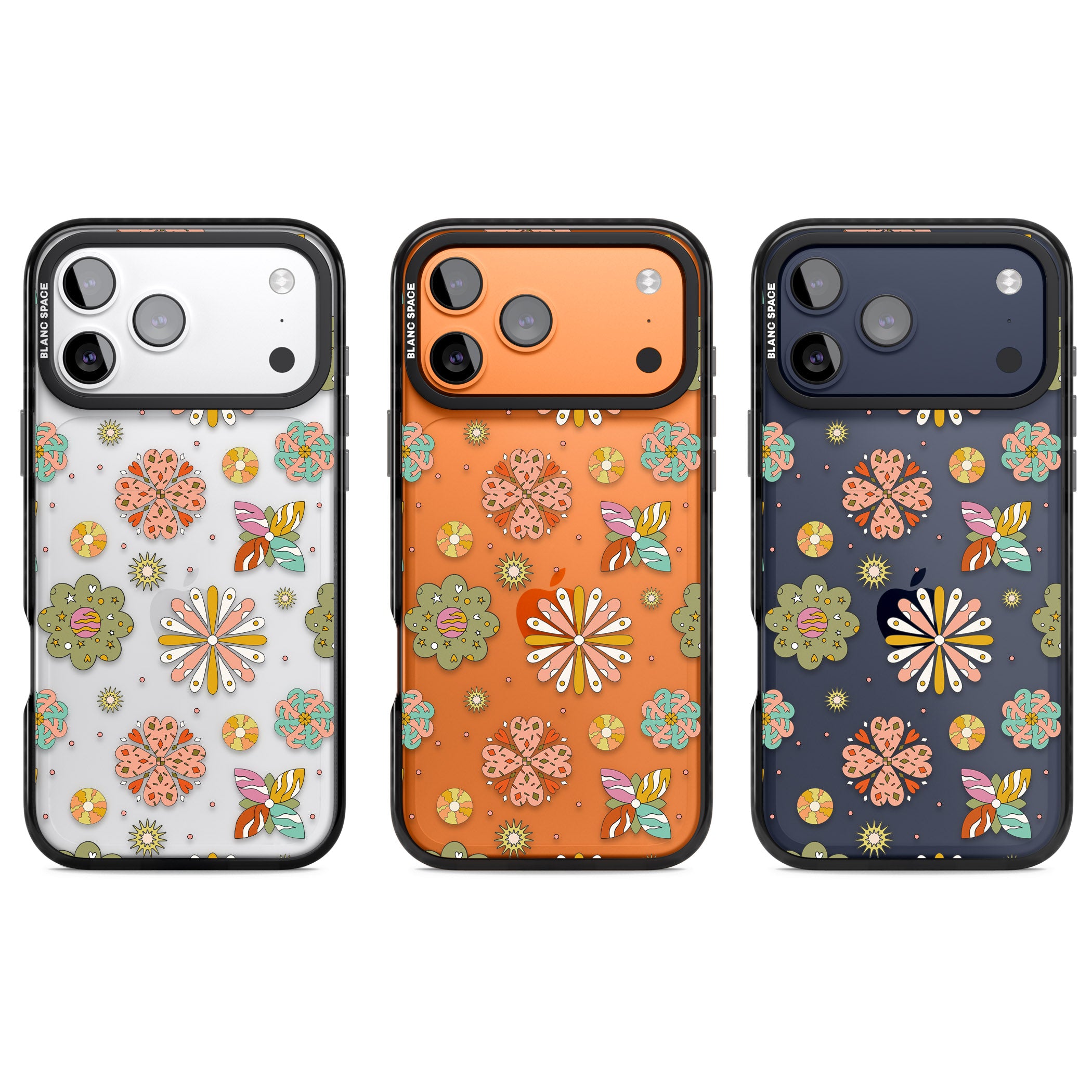 Boho Celestial Psychedelic Floral iPhone 17 Pro Impact Black Phone Case APT Impact Protection