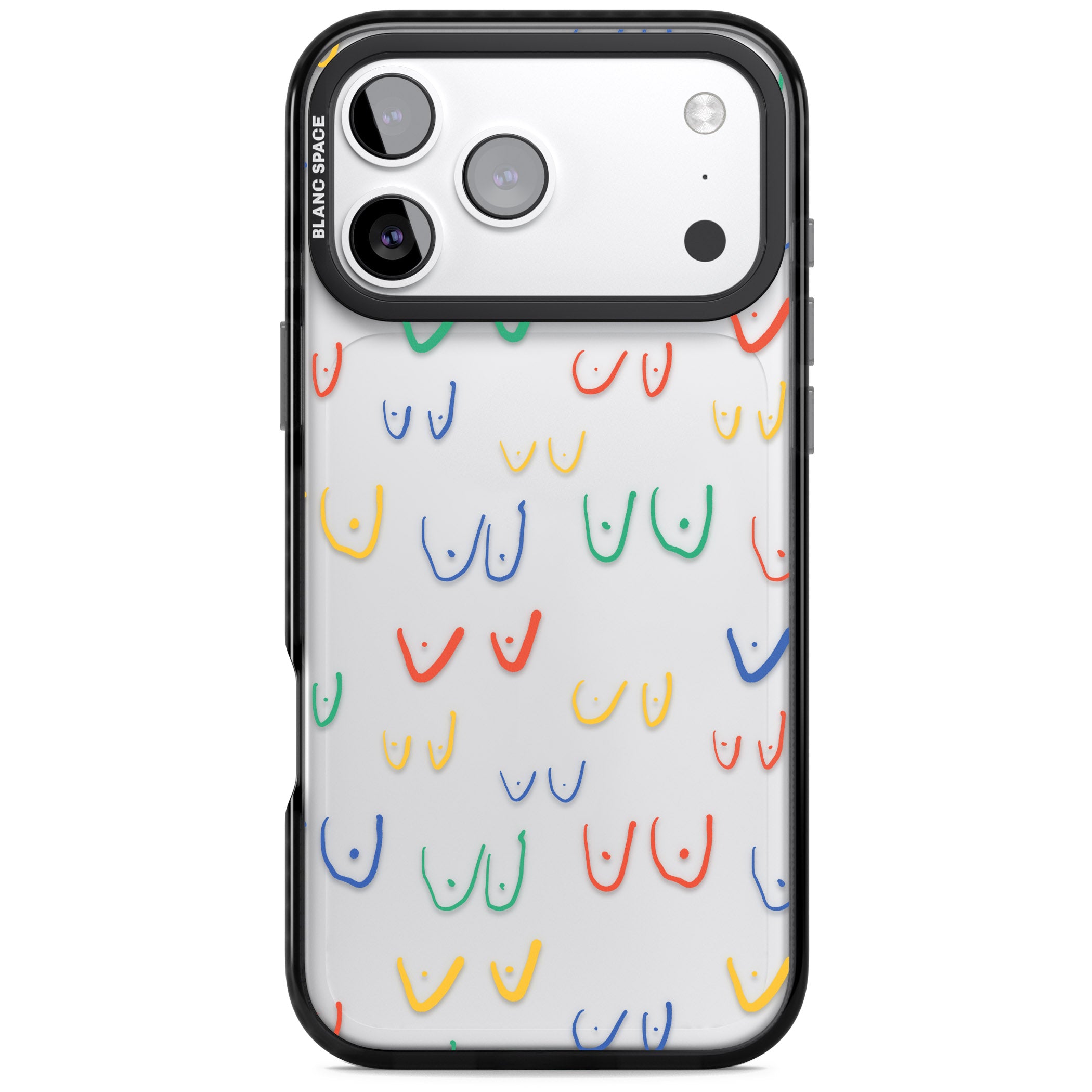 Boob Pattern (Mixed Colours) iPhone 17 Pro Max Impact Black Phone Case