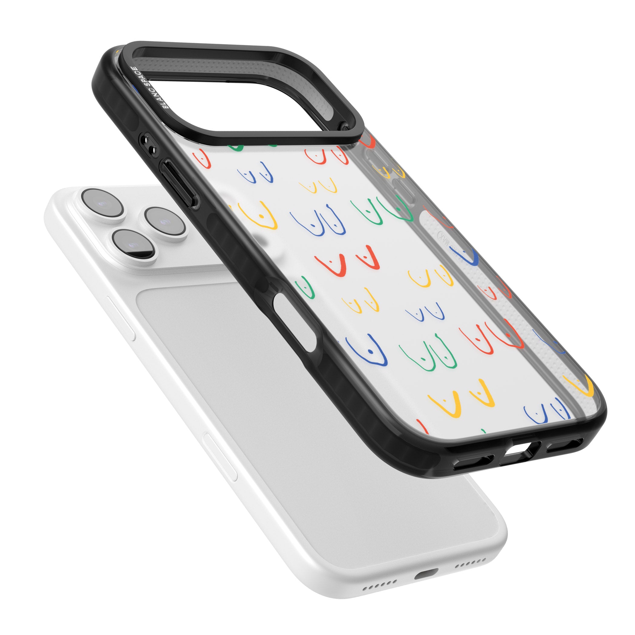 Boob Pattern (Mixed Colours) iPhone 17 Pro Max Impact Black Phone Case Colours