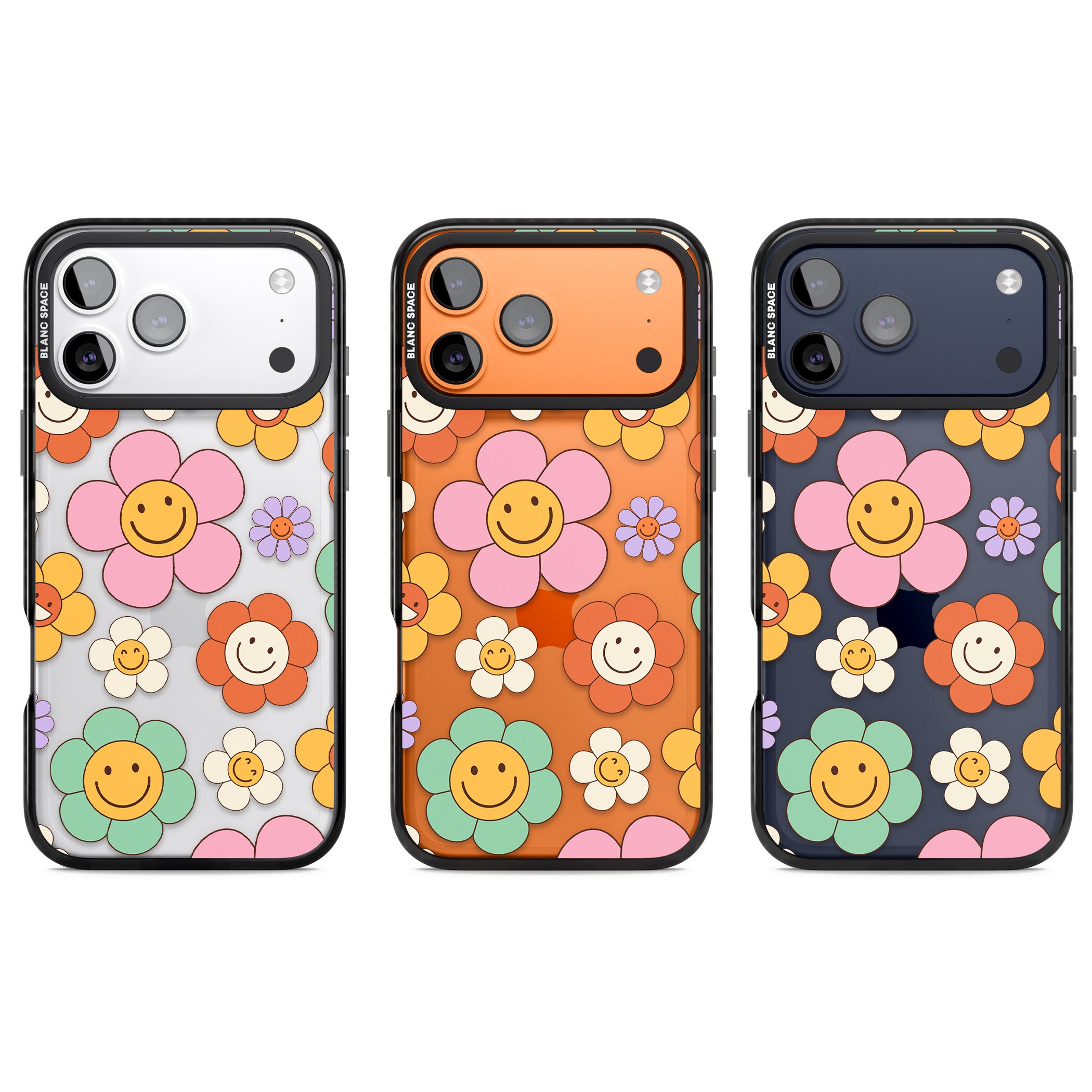 Happy Blossoms iPhone 17 Pro Impact Black Phone Case APT Impact Protection