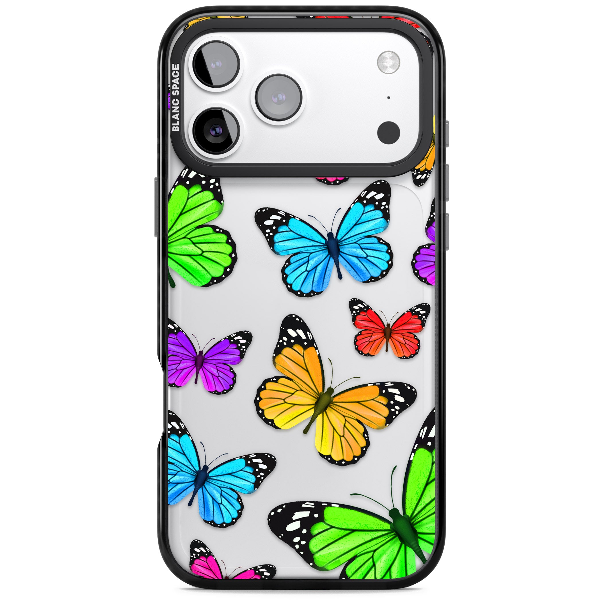 Vibrant Butterflies iPhone 17 Pro Max Impact Black Phone Case