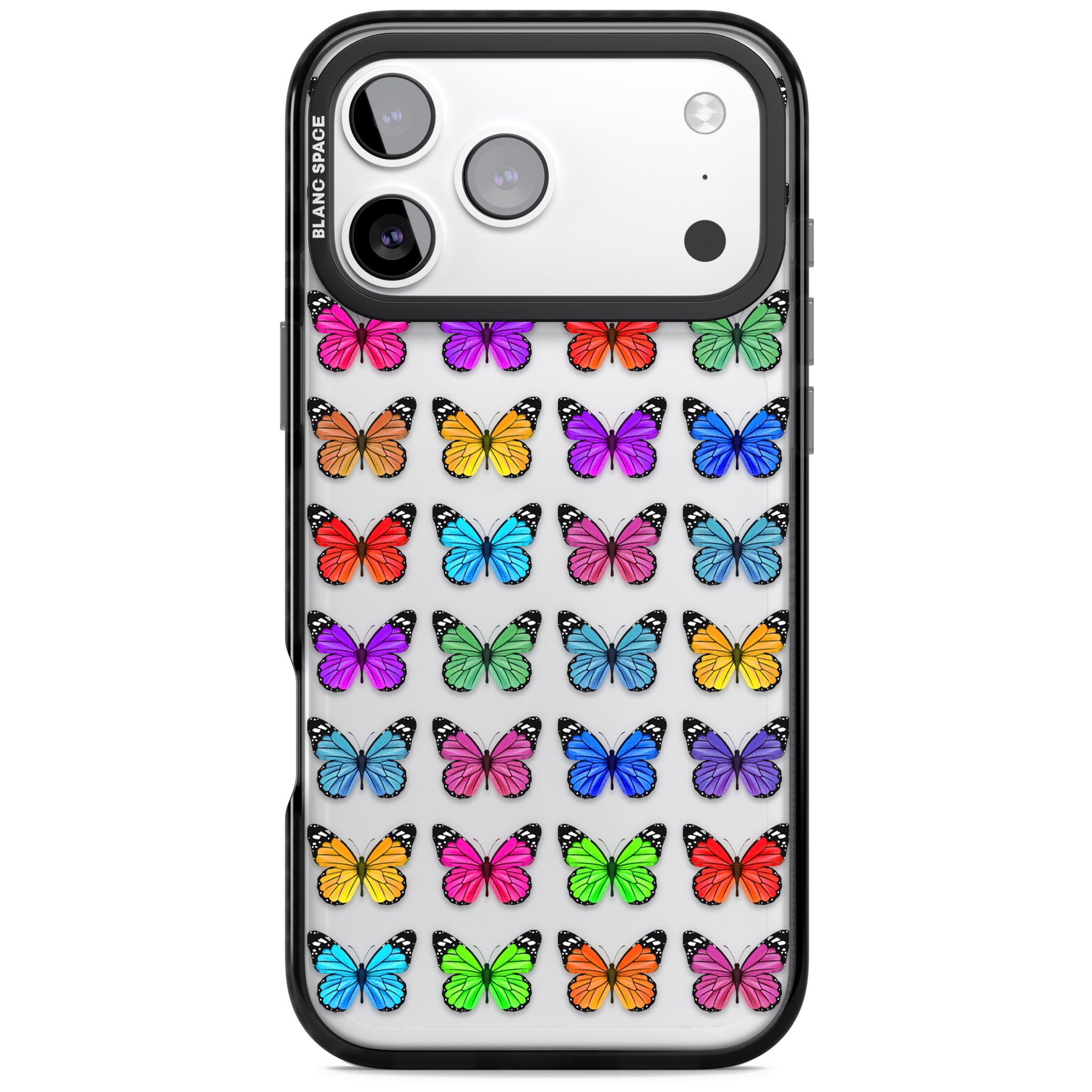 Colourful Butterfly Pattern iPhone 17 Pro Max Impact Black Phone Case