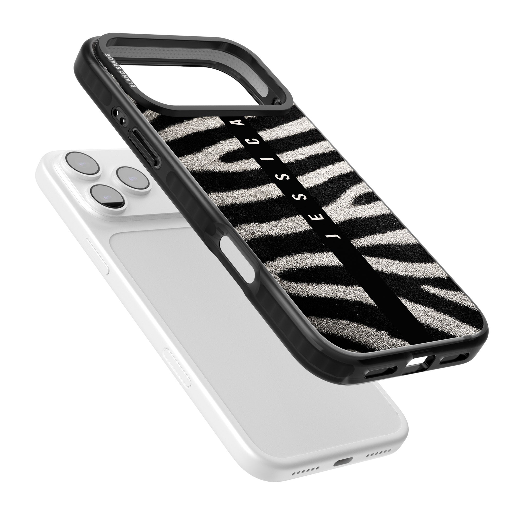 Personalised Zebra Print iPhone 17 Pro Impact Black Phone Case Colours