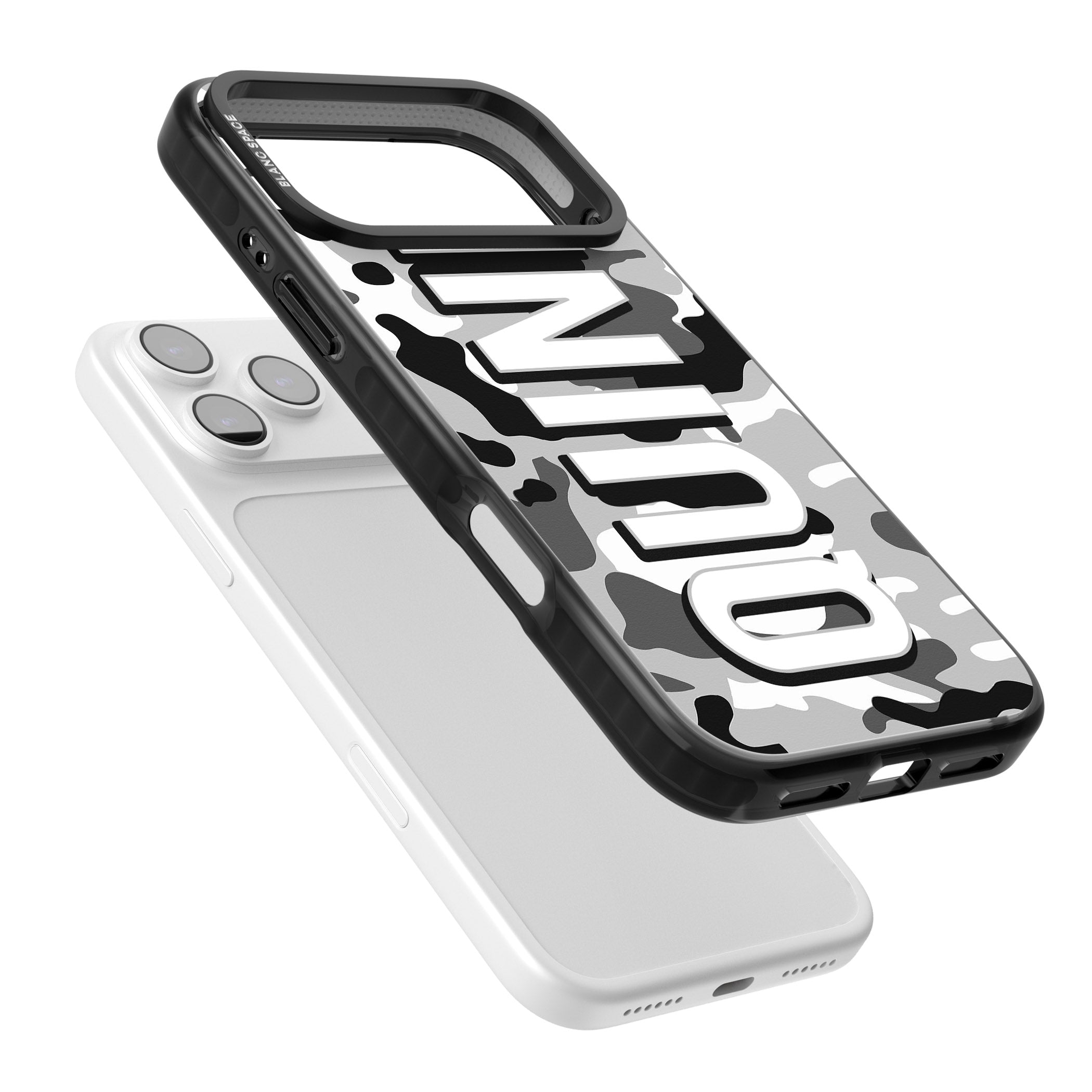 Personalised Greyscale Camo iPhone 17 Pro Impact Black Phone Case Colours