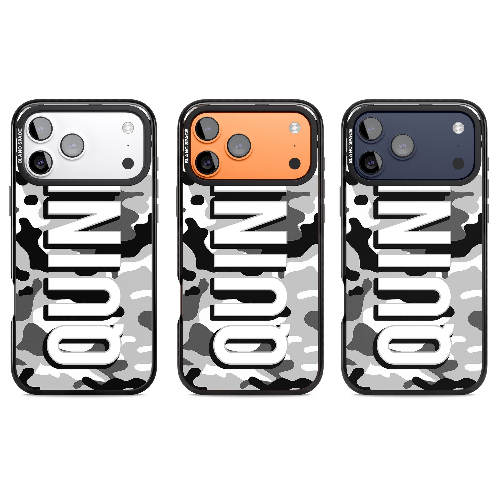 Personalised Greyscale Camo iPhone 17 Pro Impact Black Phone Case APT Impact Protection