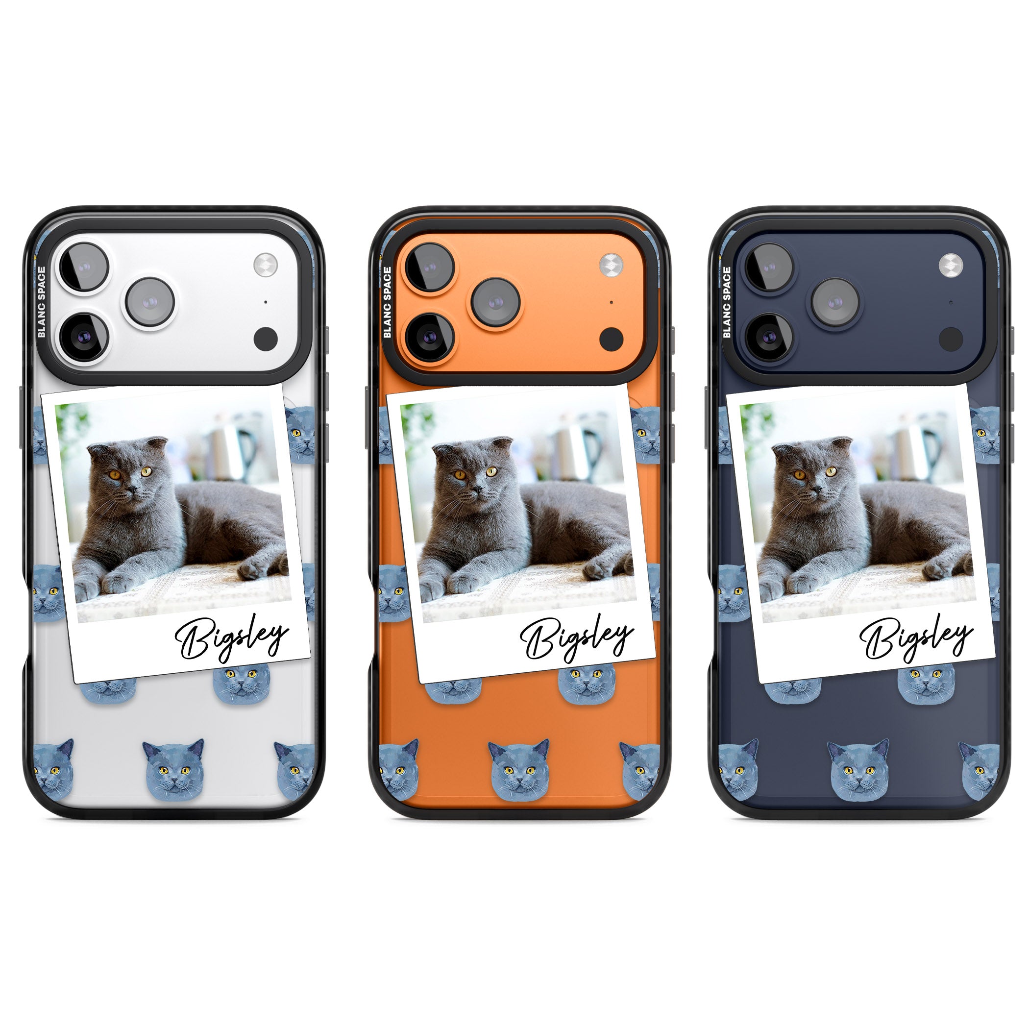 Personalised English Blue Cat Photo iPhone 17 Pro Impact Black Phone Case APT Impact Protection