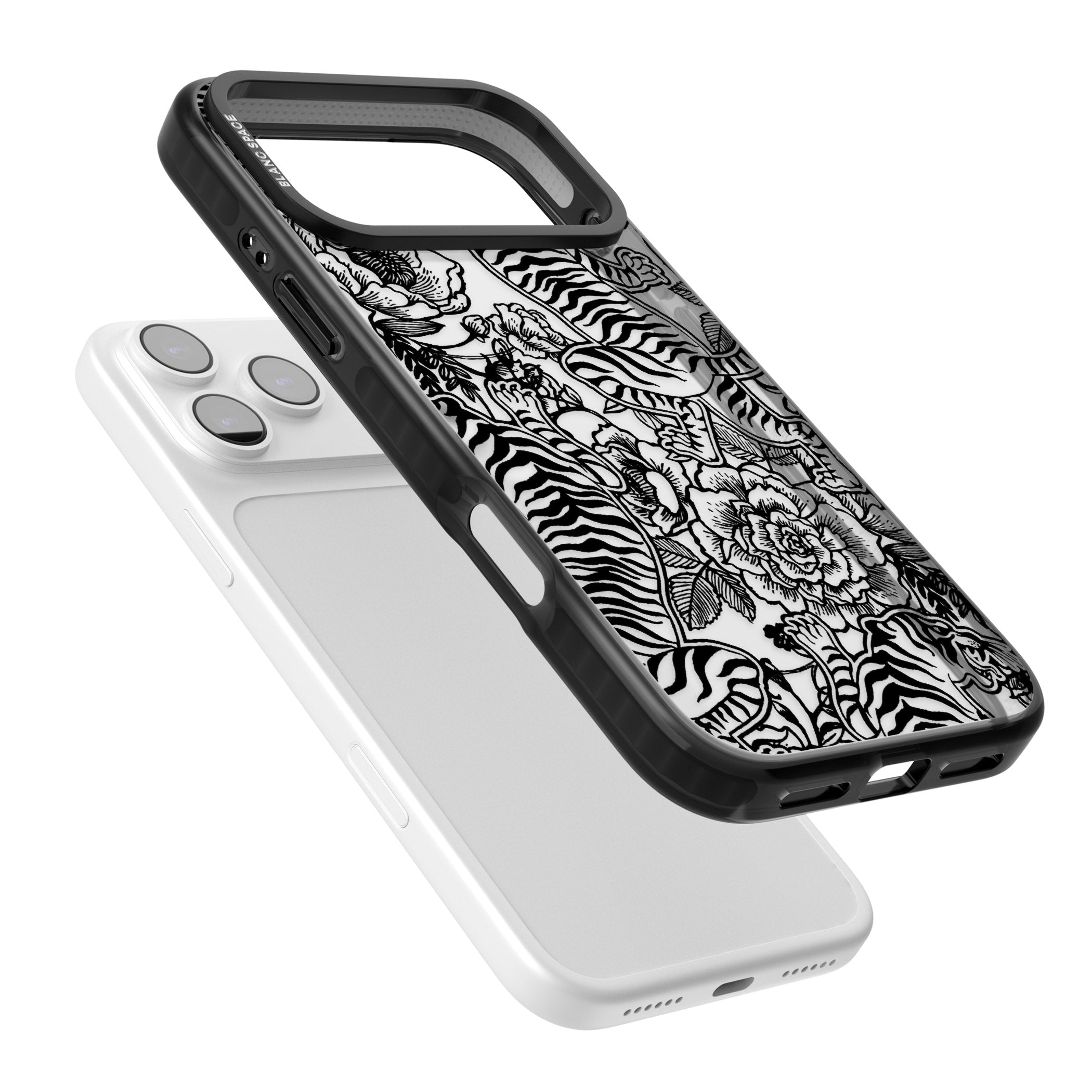 Personalised Chinese Tiger Pattern iPhone 17 Pro Impact Black Phone Case Colours