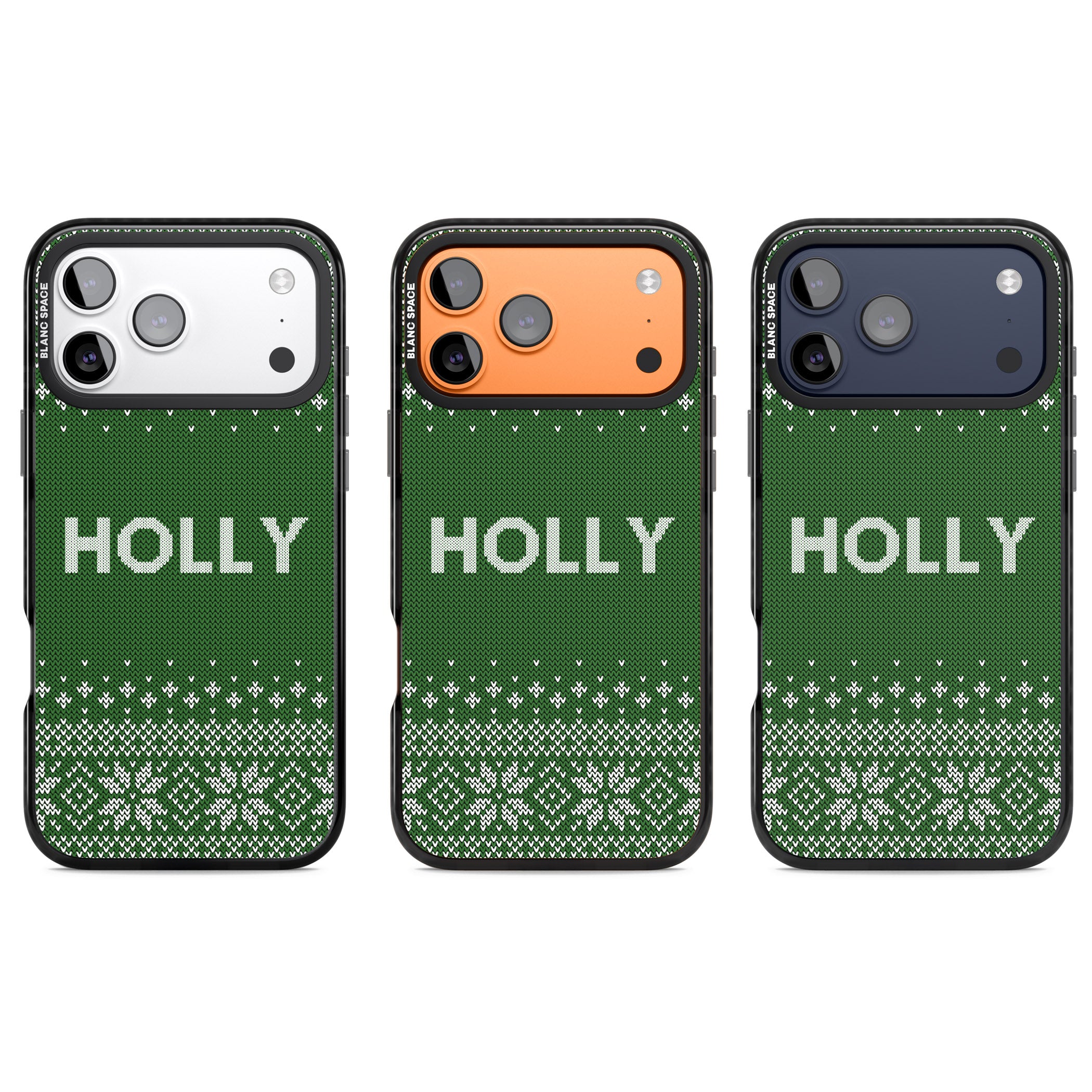 Personalised Green Christmas Knit iPhone 17 Pro Impact Black Phone Case APT Impact Protection