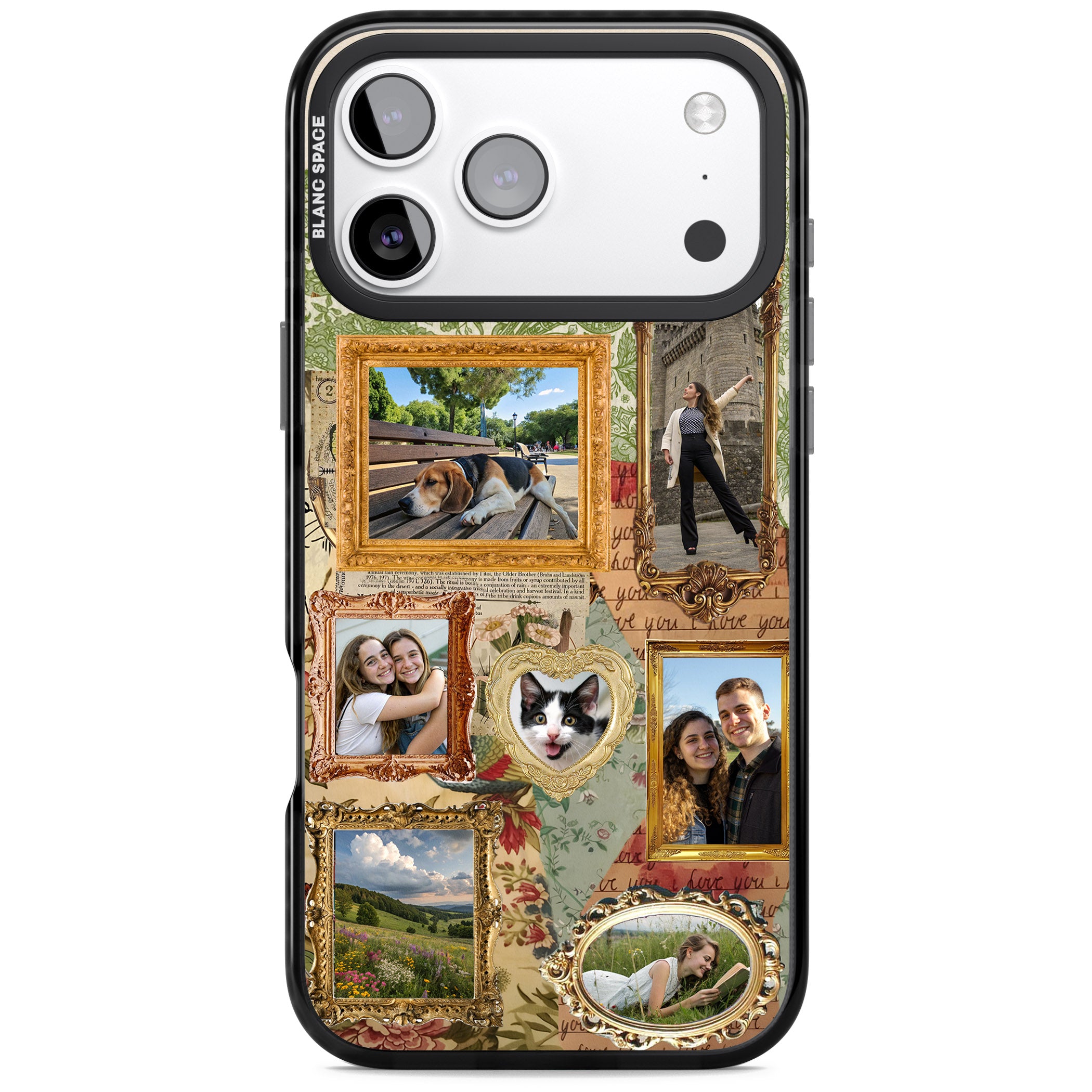Personalised Vintage Frame Collage iPhone 17 Pro Impact Black Phone Case